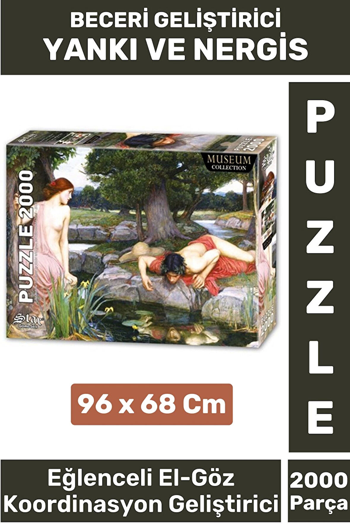Premium Eğlenceli El Göz Koordinasyon Hafıza Beceri Geliştirici 2000 Parça PUZZLE YANKI VE NERGİS