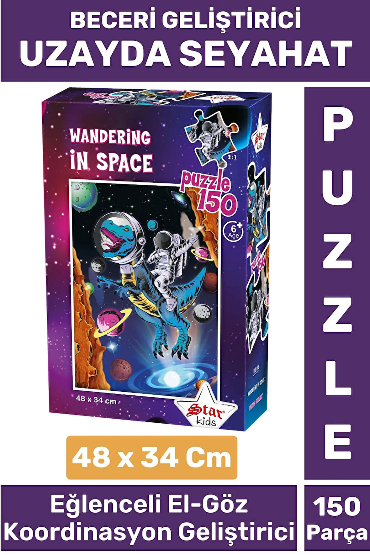 Özel Seri Eğlenceli El Göz Koordinasyon Beceri Geliştirici Çocuk 150 Parça PUZZLE UZAYDA SEYAHAT