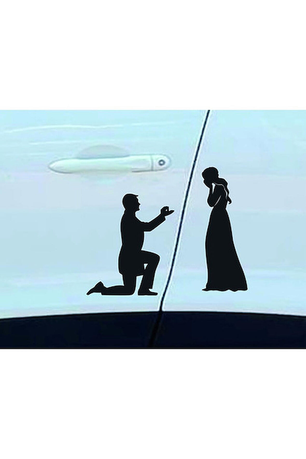 Evlenme Teklifi Araba Sticker Yapıştırması Siyah Renk 17 CM