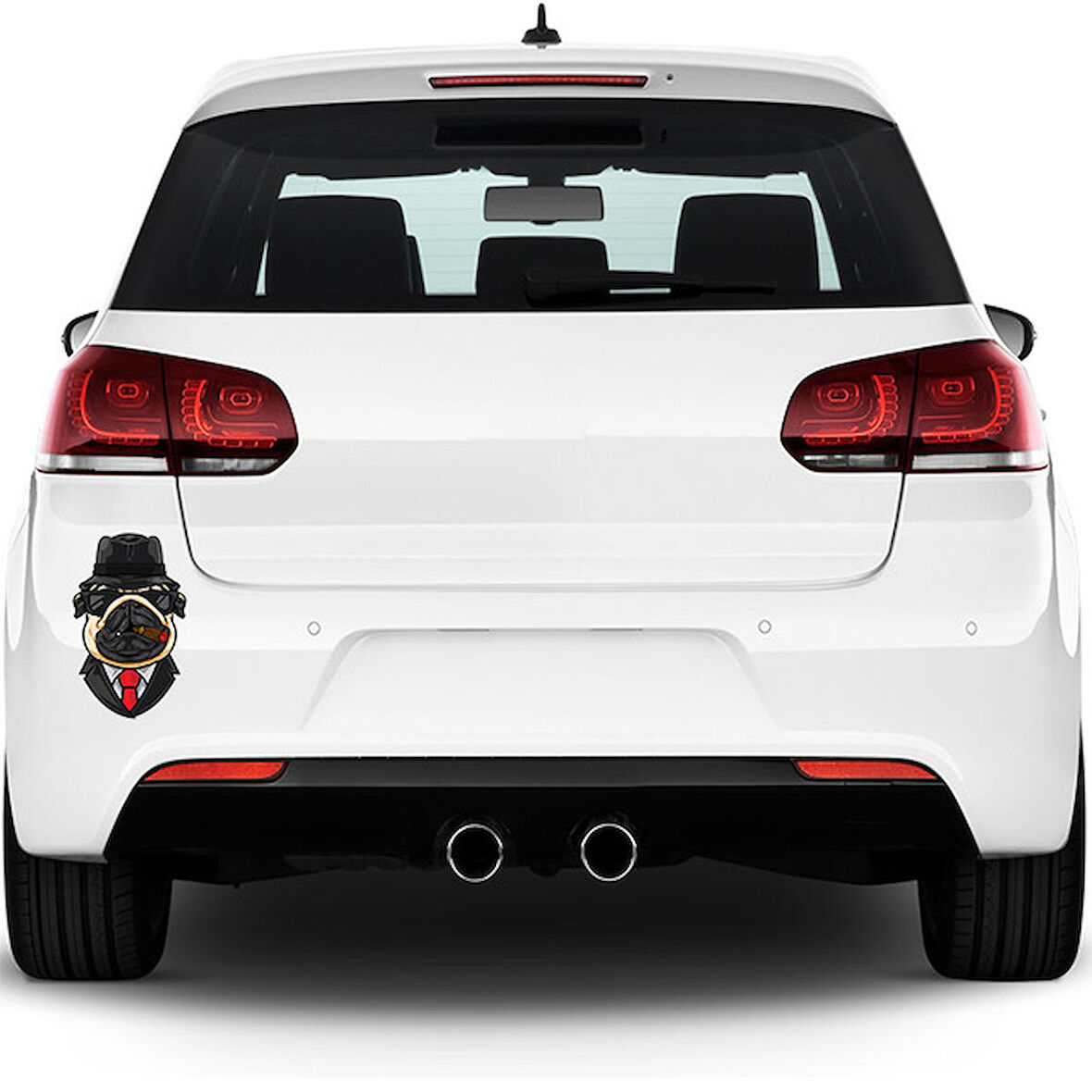 Patron Pug güneş gözlüğü takan 18 CM Sticker md1