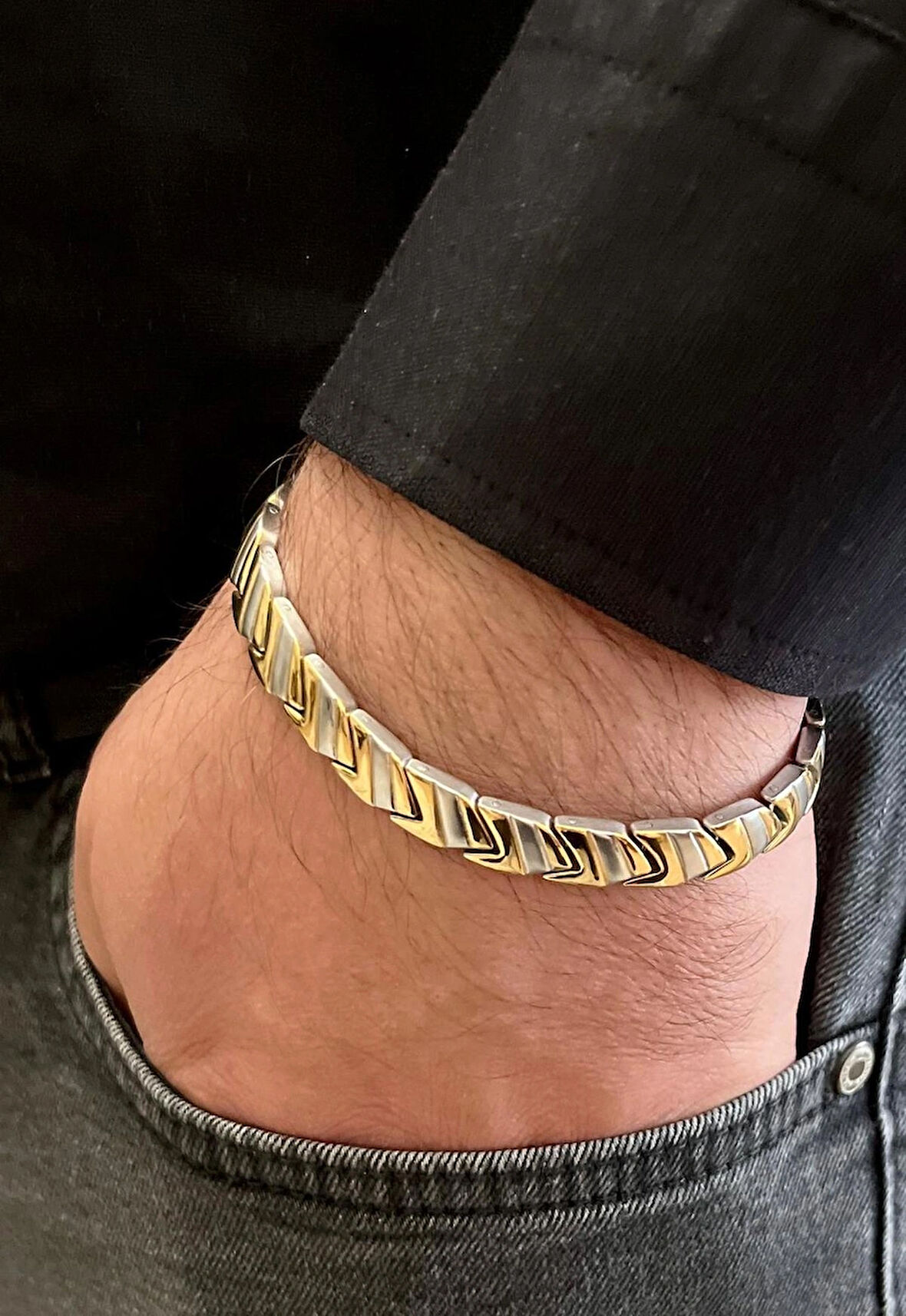 Trend Model Sade Şık Çelik Paslanmaz Erkek Bileklik 21 cm