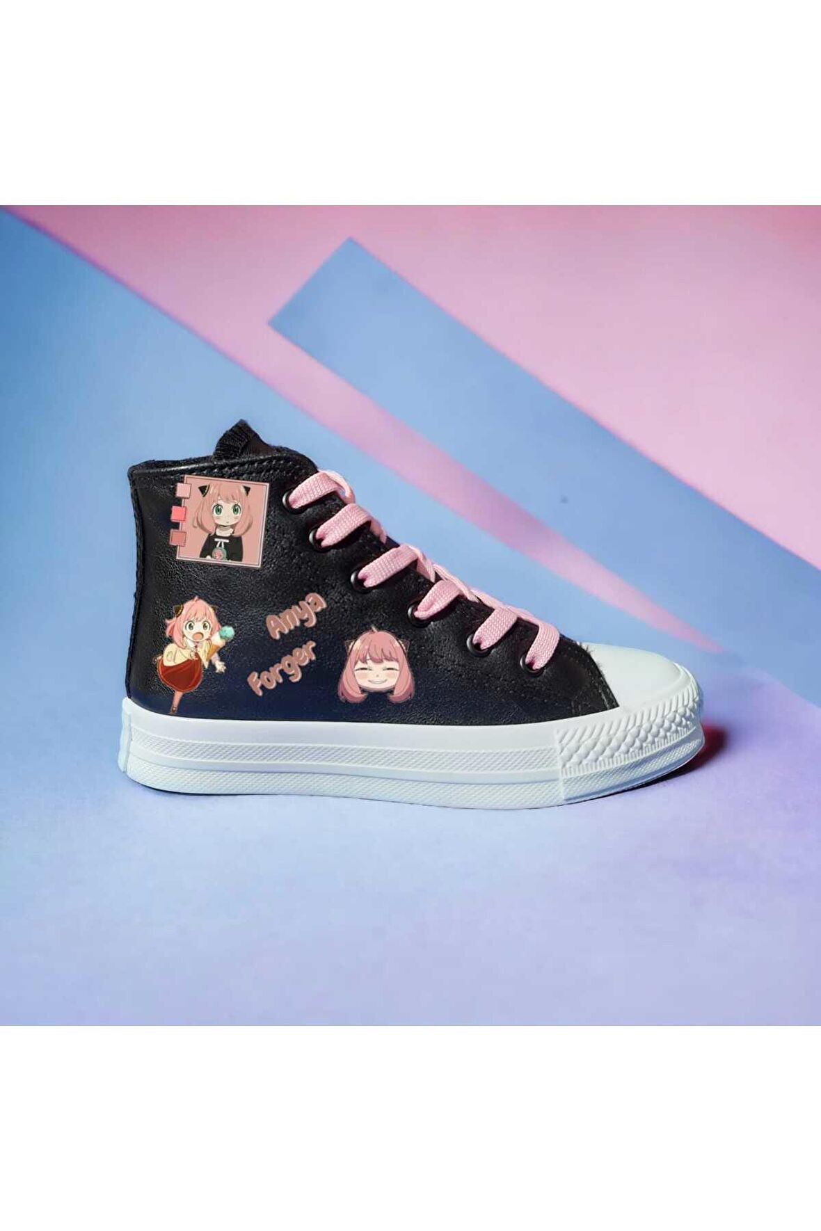 anime anya baskılı sneaker çocuk spor ayakkabı DERİ ve İÇİ yünlü
