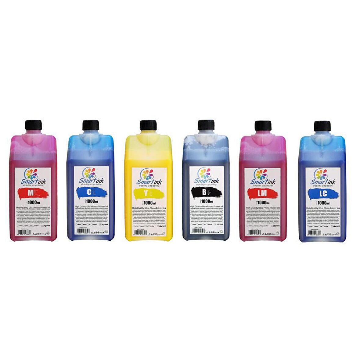 Smartink HP Uyumlu 1000ml 6 Renk Set Mürekkep