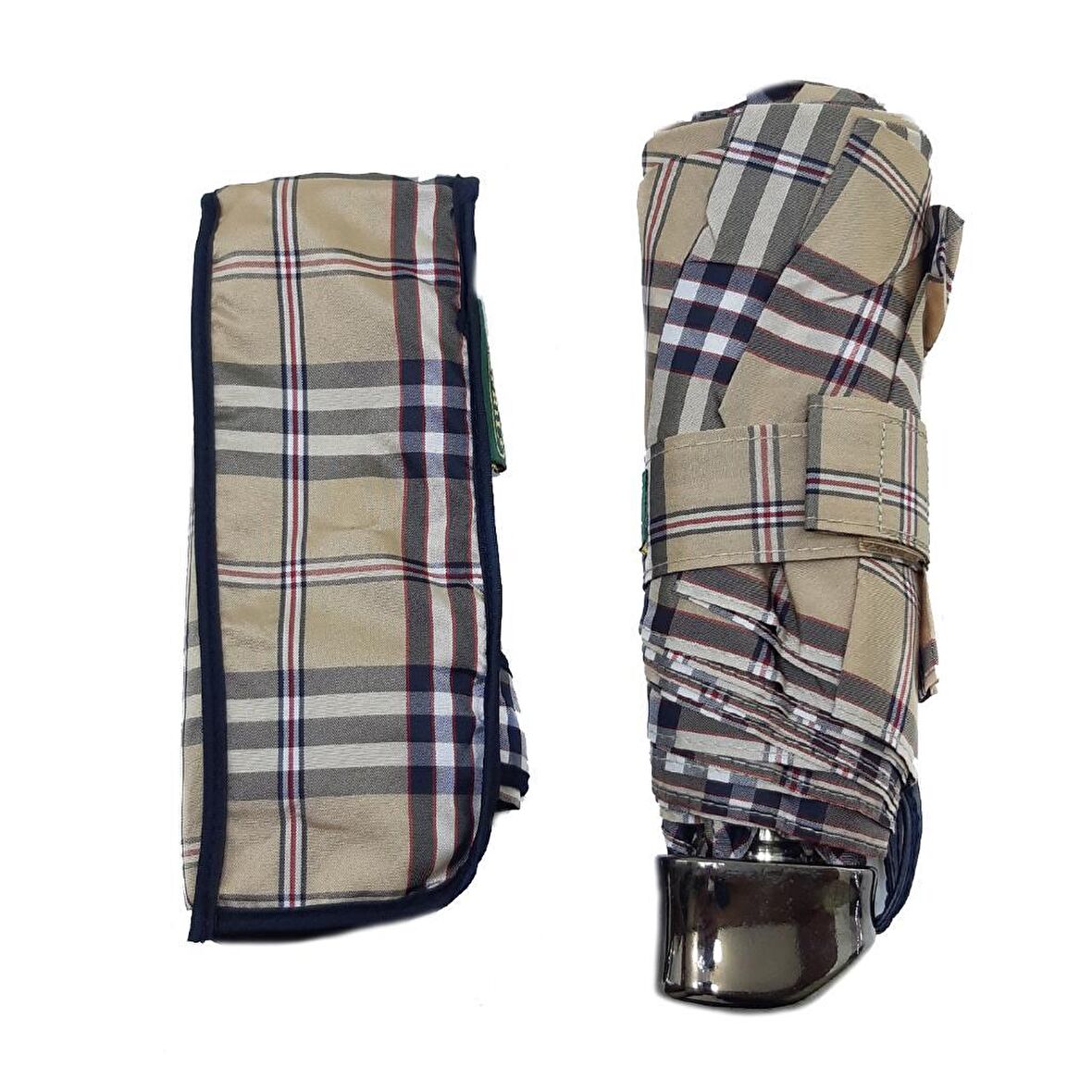 Snotline-April Mini Bayan Şemsiye Manuel Açılır-Kapanır 90 Cm Çap Kapalı 20 cm Cep Boy Vizon Ekose