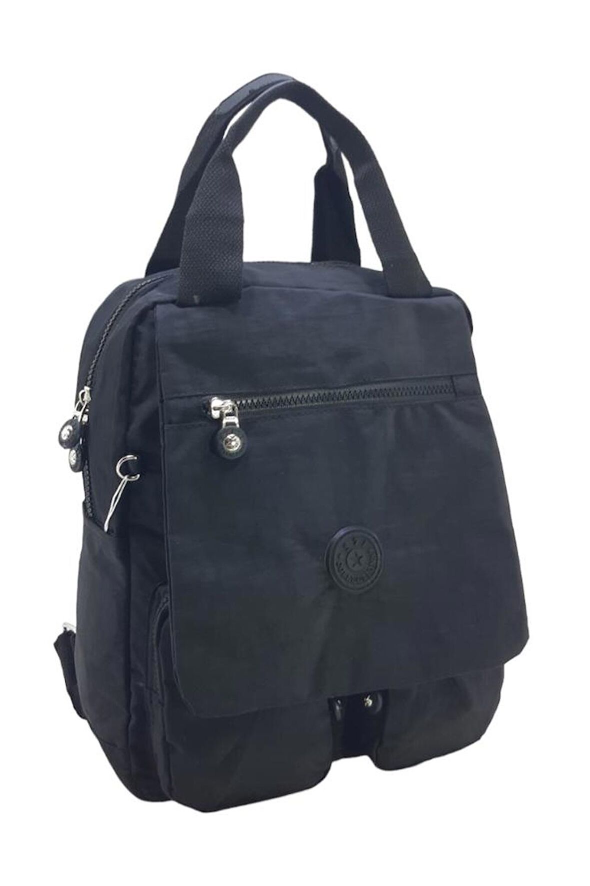 Klinkır Kumaş Kadın Sırt Çantası Kapaklı Çok Cepli Hafif Yağmur Geçirmez Kumaş