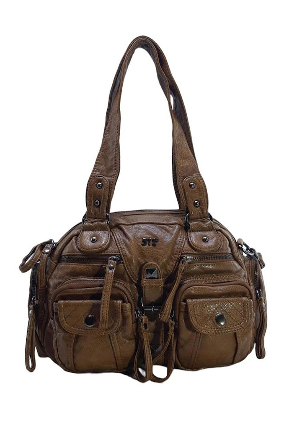 Y.S.Deri Kadın Omuz Çantası Vegan Deri Çok Cepli Çapraz Askılı Kadın Çantası 30 Cm