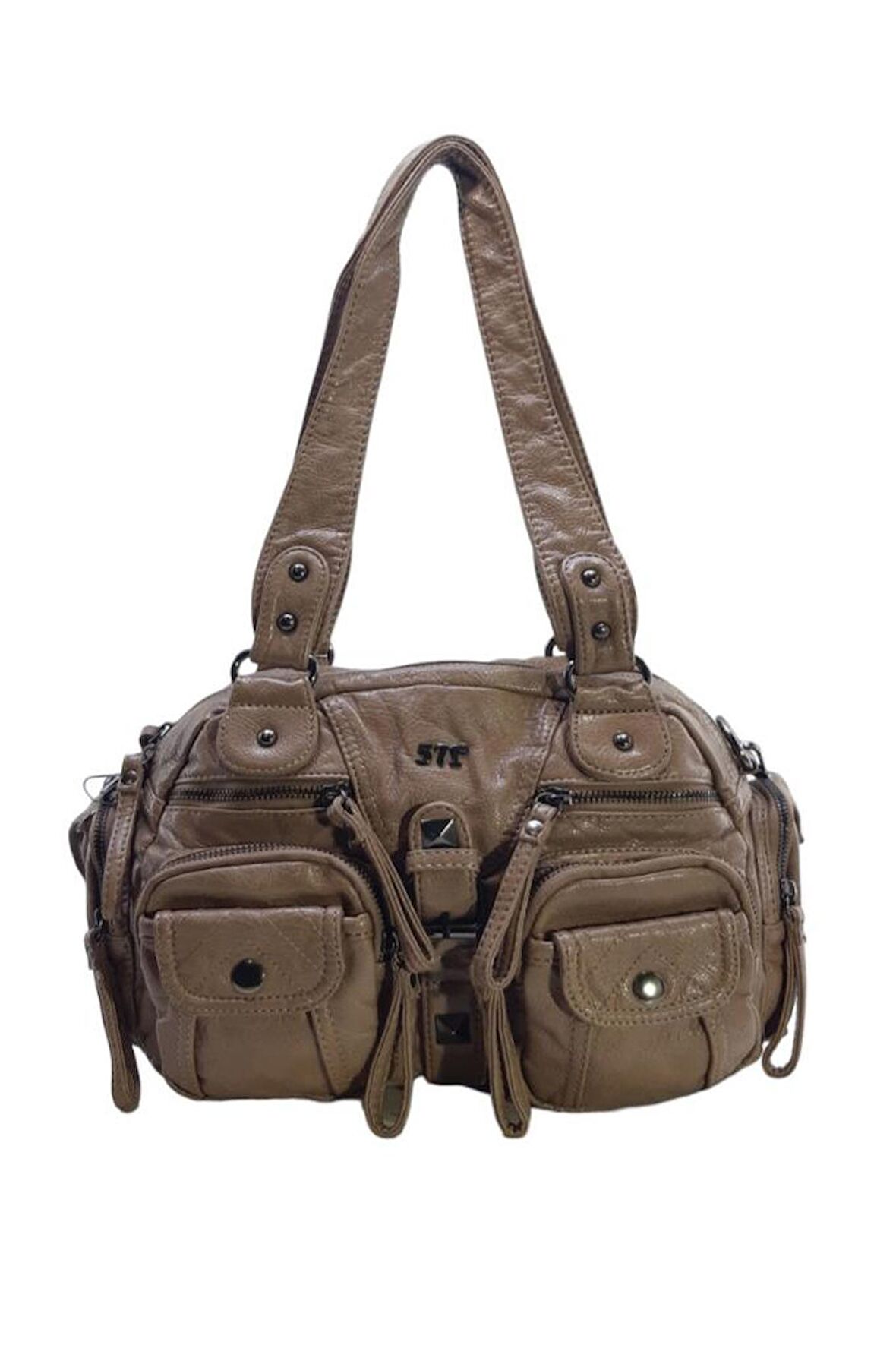 Y.S.Deri Kadın Omuz Çantası Vegan Deri Çok Cepli Çapraz Askılı Kadın Çantası 30 Cm