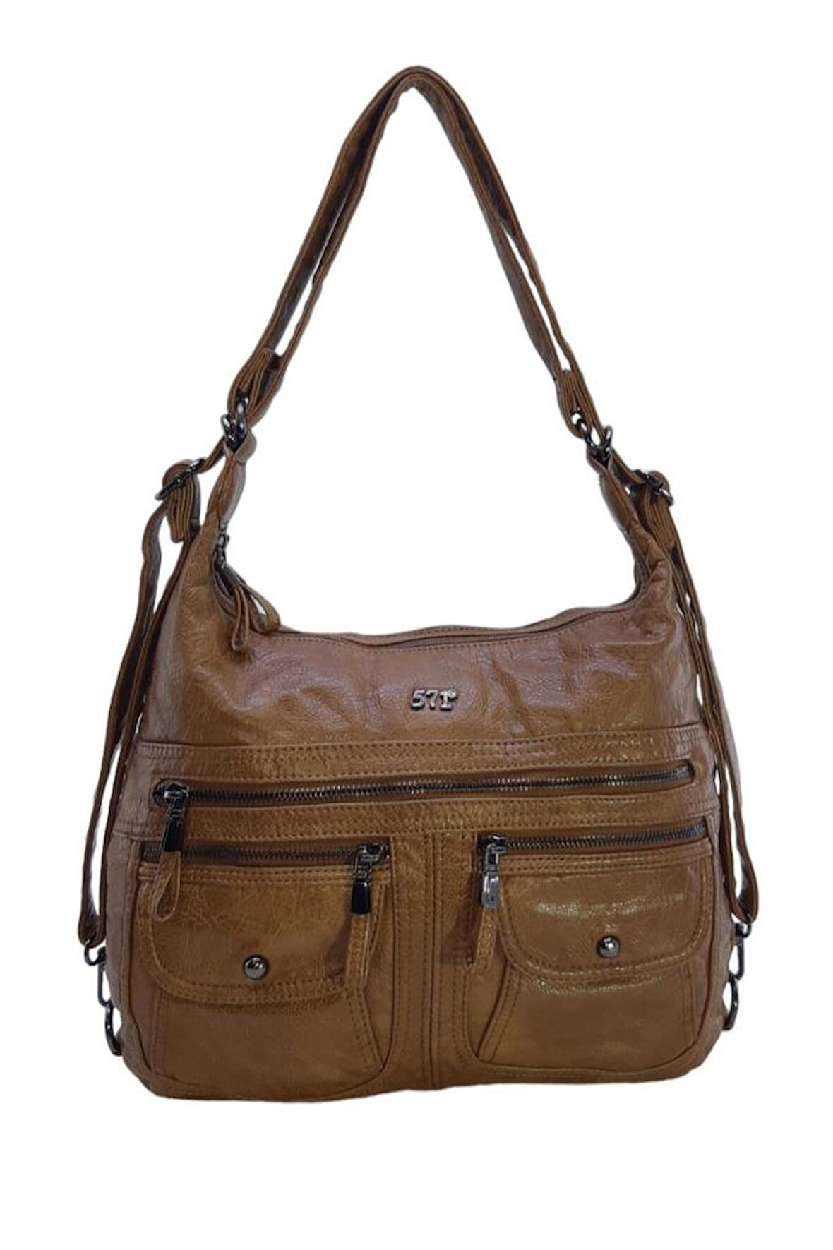 Vegan Deri Kadın Omuz Çantası Sırt Çantası Fonksiyonel Kullanım 30 Cm Genişlik