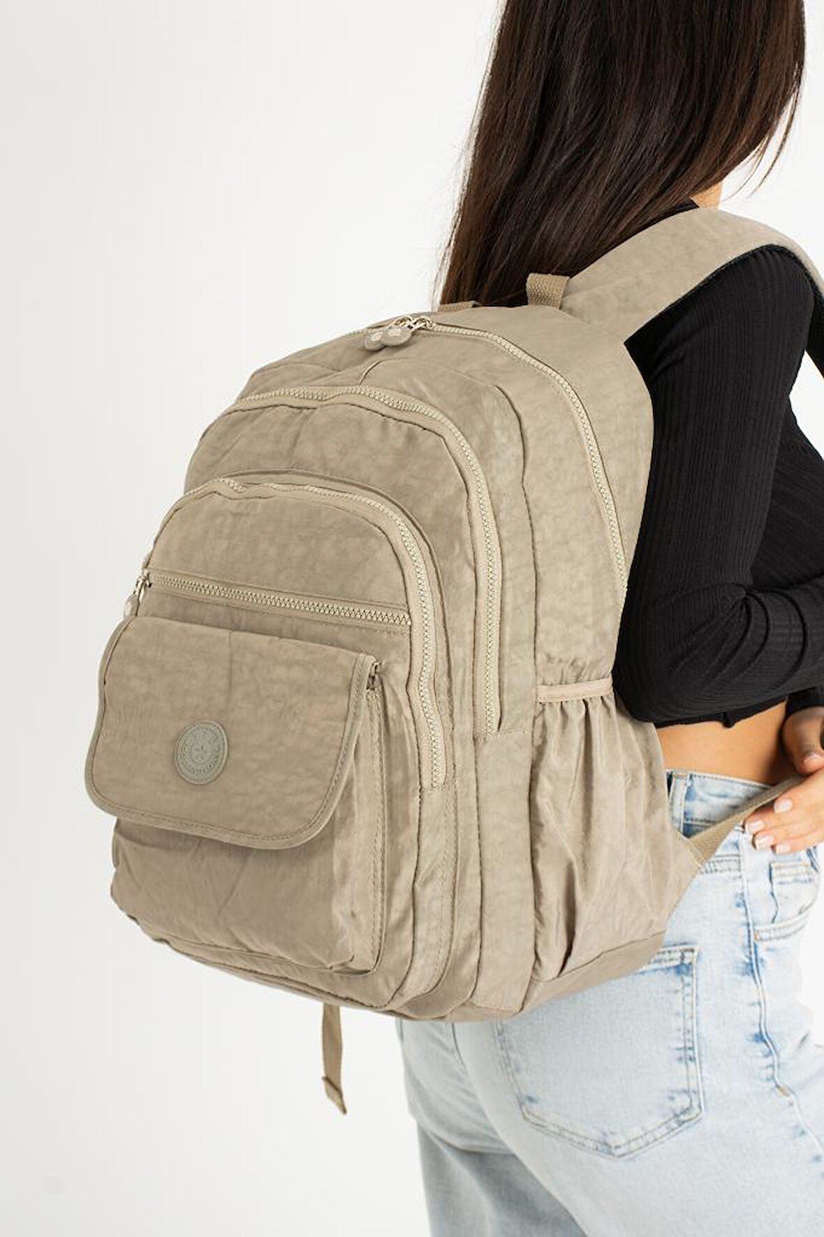 571 Collection Klinkır Kumaş Lise Üniversite Çantası 45*30 Cm Çok Cepli 