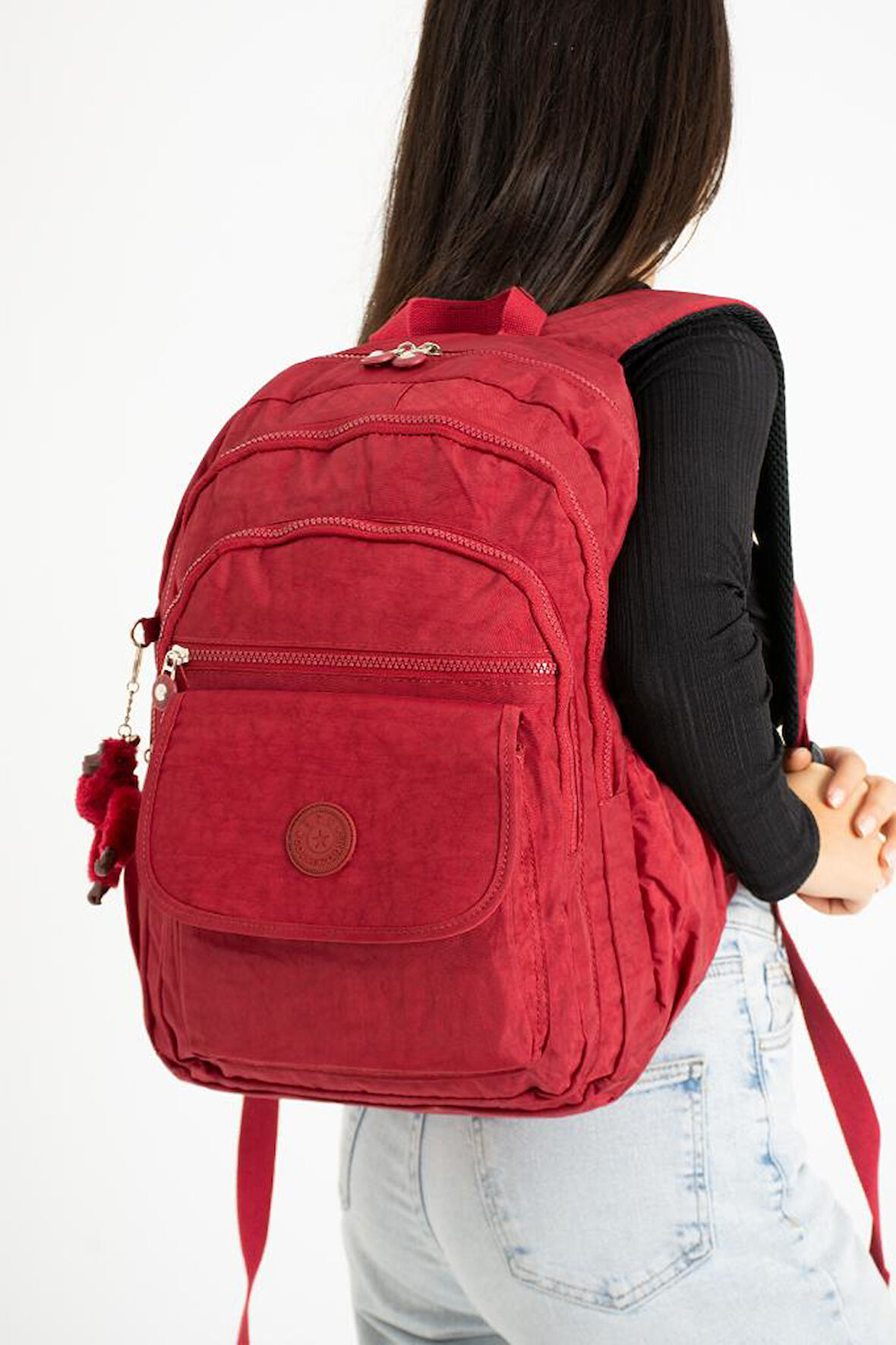 571 Collection Klinkır Kumaş Lise Üniversite Çantası 45*30 Cm Çok Cepli 