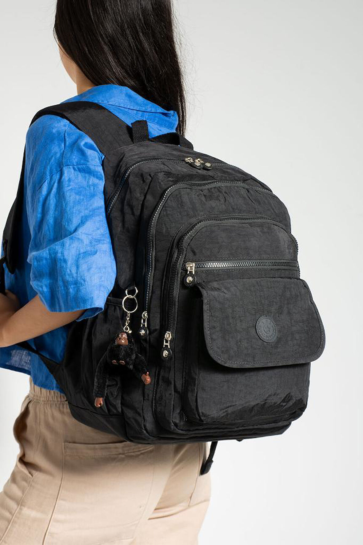 571 Collection Klinkır Kumaş Lise Üniversite Çantası 45*30 Cm Çok Cepli 