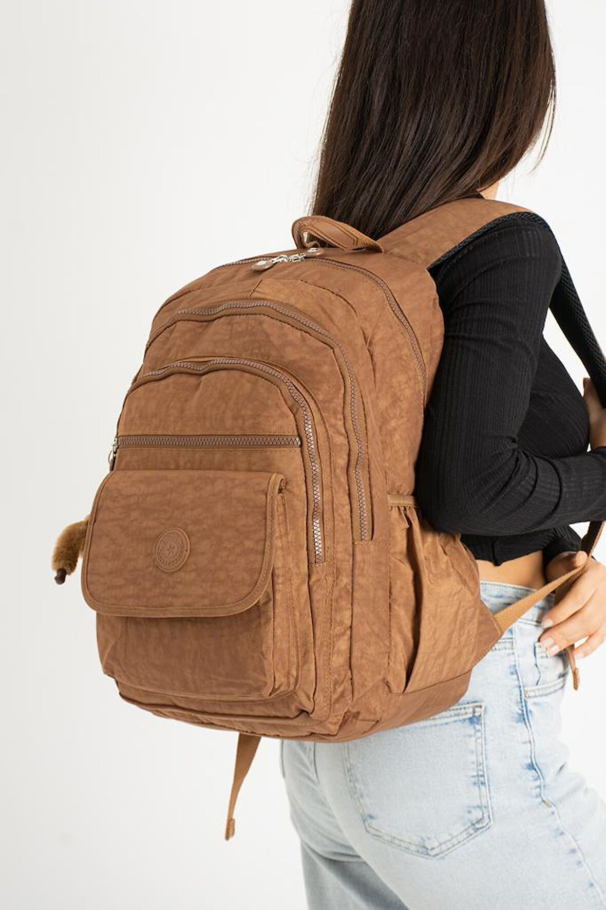 571 Collection Klinkır Kumaş Lise Üniversite Çantası 45*30 Cm Çok Cepli 