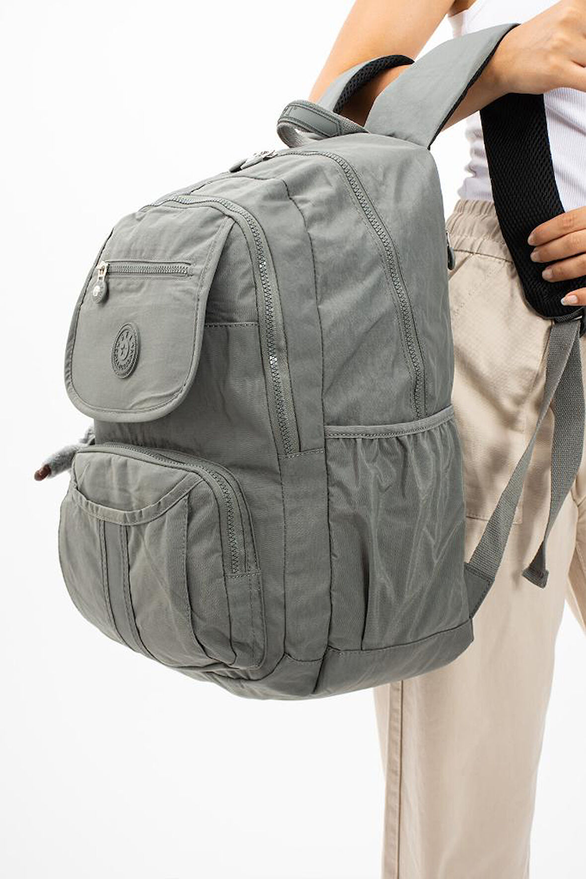 Lise Okul Sırt Çantası Çok Cepli Okul Çantası Hafif Klinkır Kumaş 43*30 Cm Seyahat Çantası