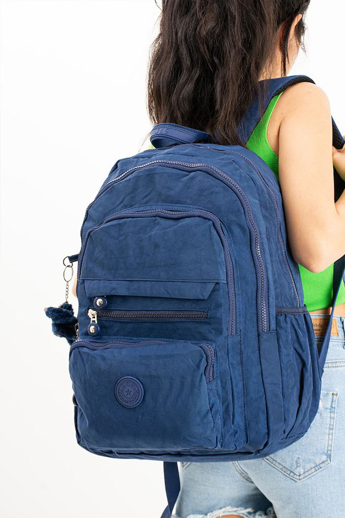 Unisex Sırt Çantası Hafif Yağmur Geçirmez Klinkır Kumaş Laptop Bölmeli Seyahat Çantası 43*30 Cm