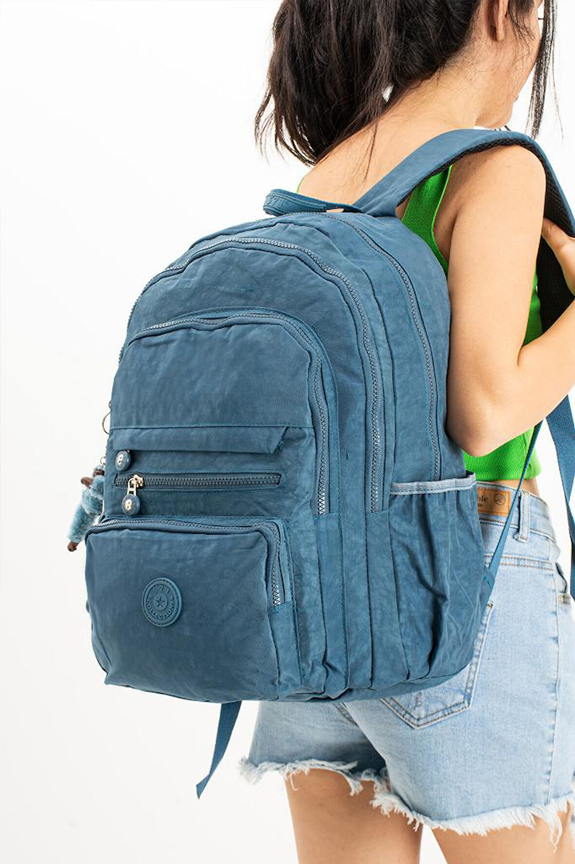 Unisex Sırt Çantası Hafif Yağmur Geçirmez Klinkır Kumaş Laptop Bölmeli Seyahat Çantası 43*30 Cm