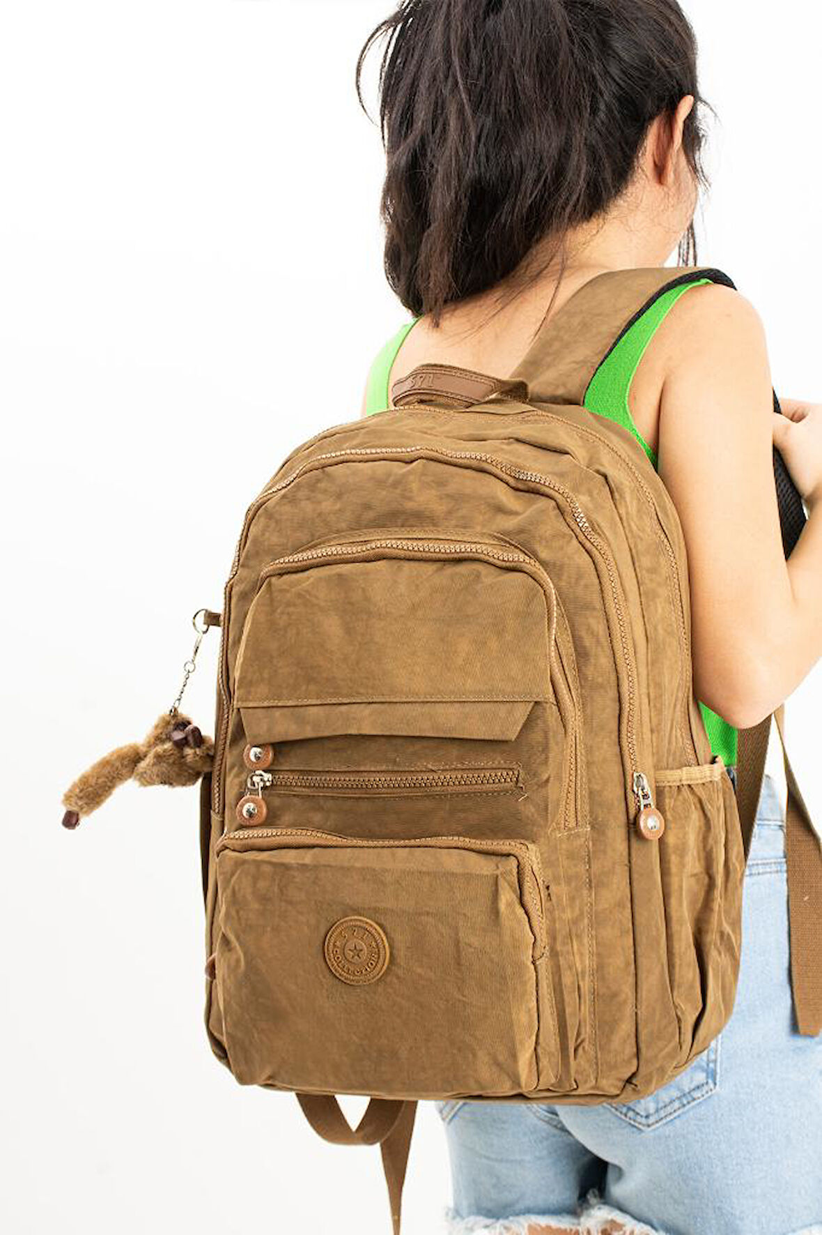 Unisex Sırt Çantası Hafif Yağmur Geçirmez Klinkır Kumaş Laptop Bölmeli Seyahat Çantası 43*30 Cm