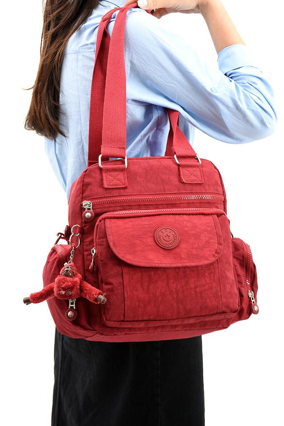 Omuz Çantası Çapraz Uzun Askılı Çok Cepli 30*25 Cm Yağmur Geçirmez İçi Astarlı Klinkır Kumaş