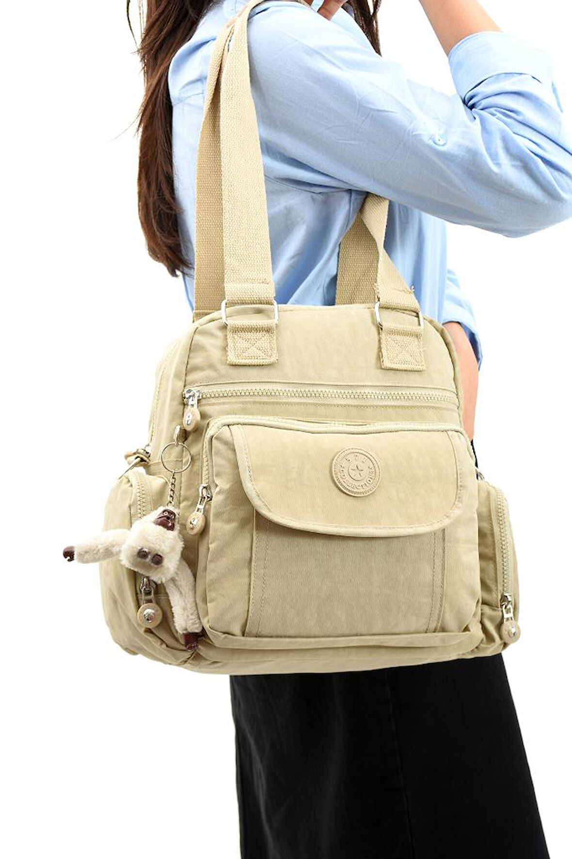 Omuz Çantası Çapraz Uzun Askılı Çok Cepli 30*25 Cm Yağmur Geçirmez İçi Astarlı Klinkır Kumaş