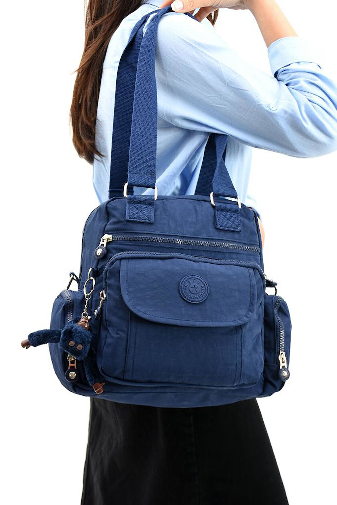 Omuz Çantası Çapraz Uzun Askılı Çok Cepli 30*25 Cm Yağmur Geçirmez İçi Astarlı Klinkır Kumaş