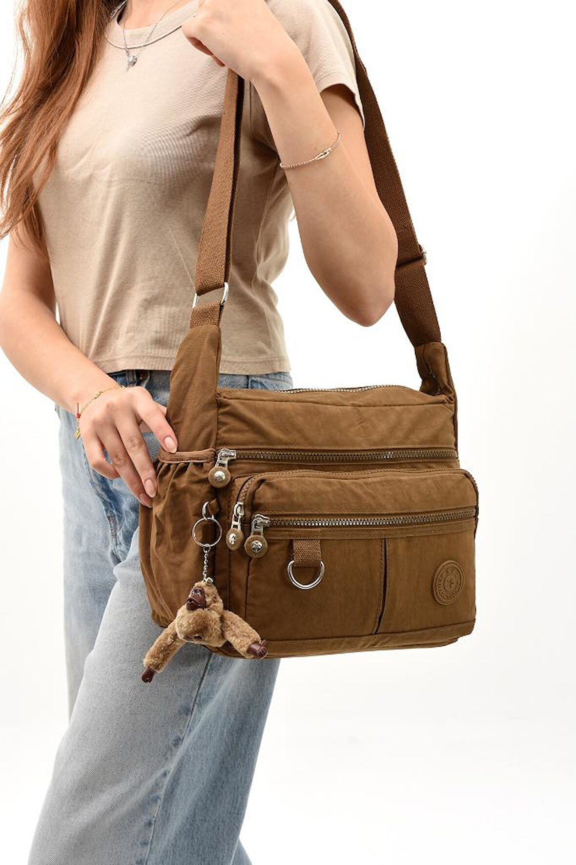 Klinkır Kadın Postacı Çanta Çok Cepli Çapraz Askılı Yağmura Dayanıklı Hafif Kumaş 30*23 Cm Omuz Çantası