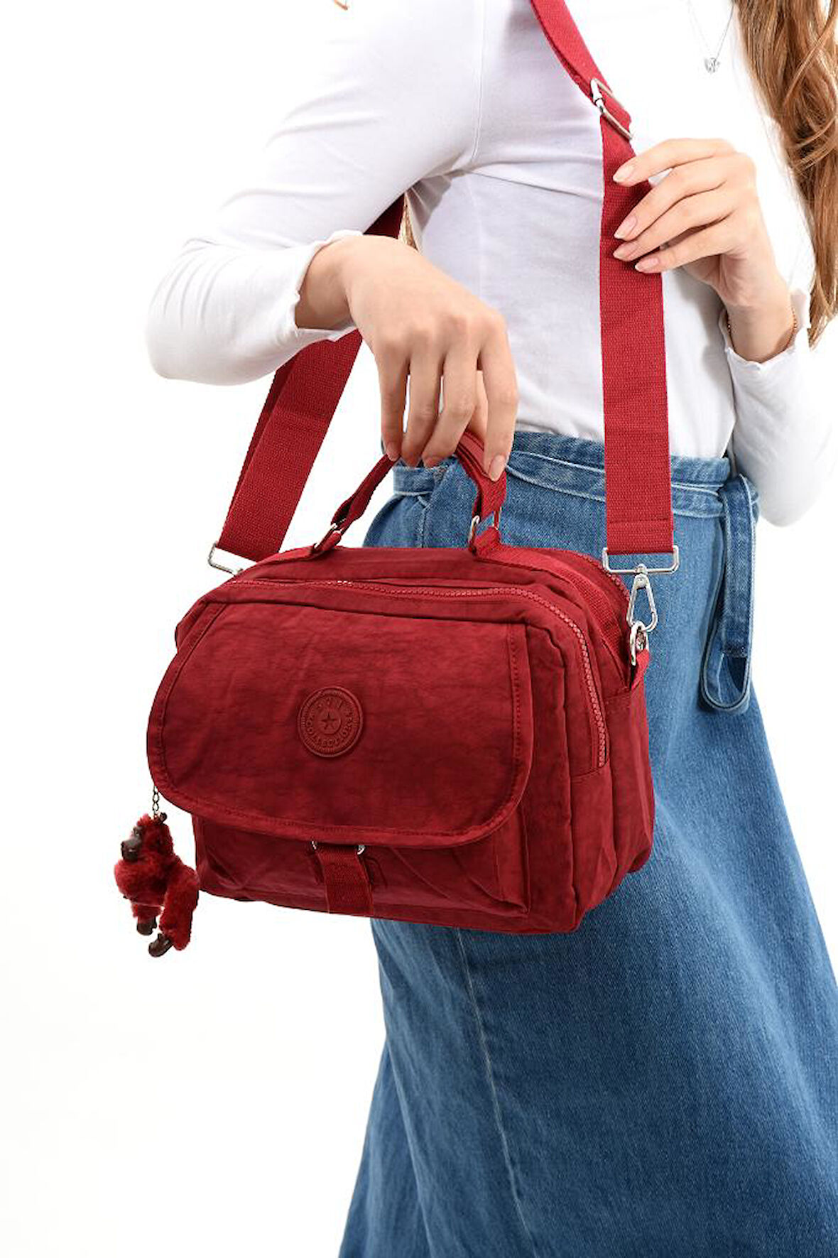 Elde Tutma Kadın Çapraz Askılı Postacı Çanta 571 Collection Kılinkır Kumaş Omuz Çantası 25*20 Cm  