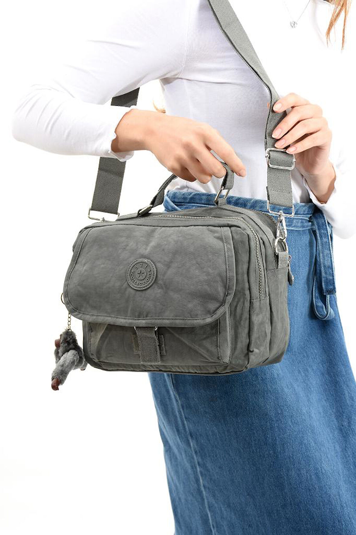 Elde Tutma Kadın Çapraz Askılı Postacı Çanta 571 Collection Kılinkır Kumaş Omuz Çantası 25*20 Cm  