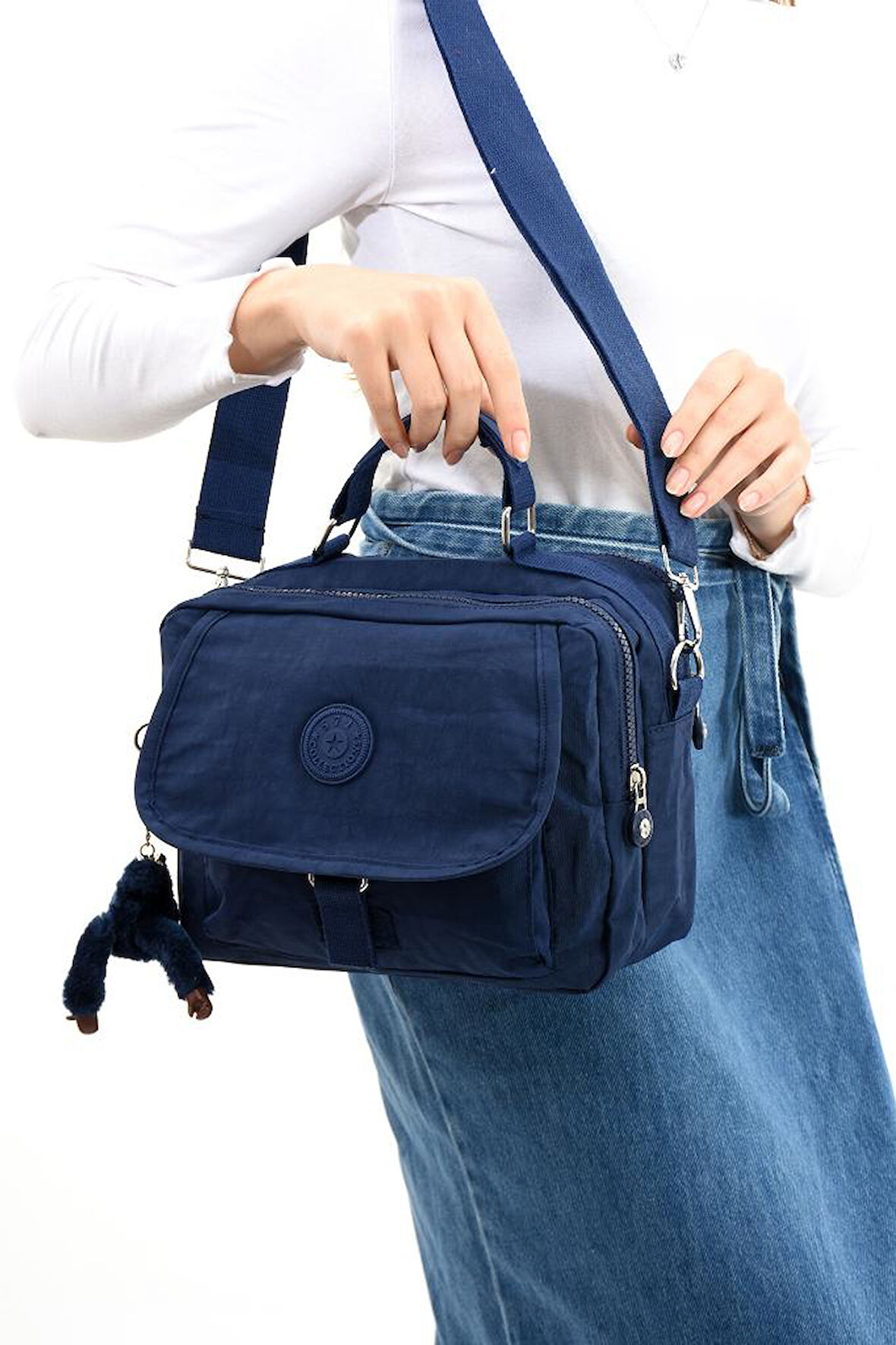 Elde Tutma Kadın Çapraz Askılı Postacı Çanta 571 Collection Kılinkır Kumaş Omuz Çantası 25*20 Cm  
