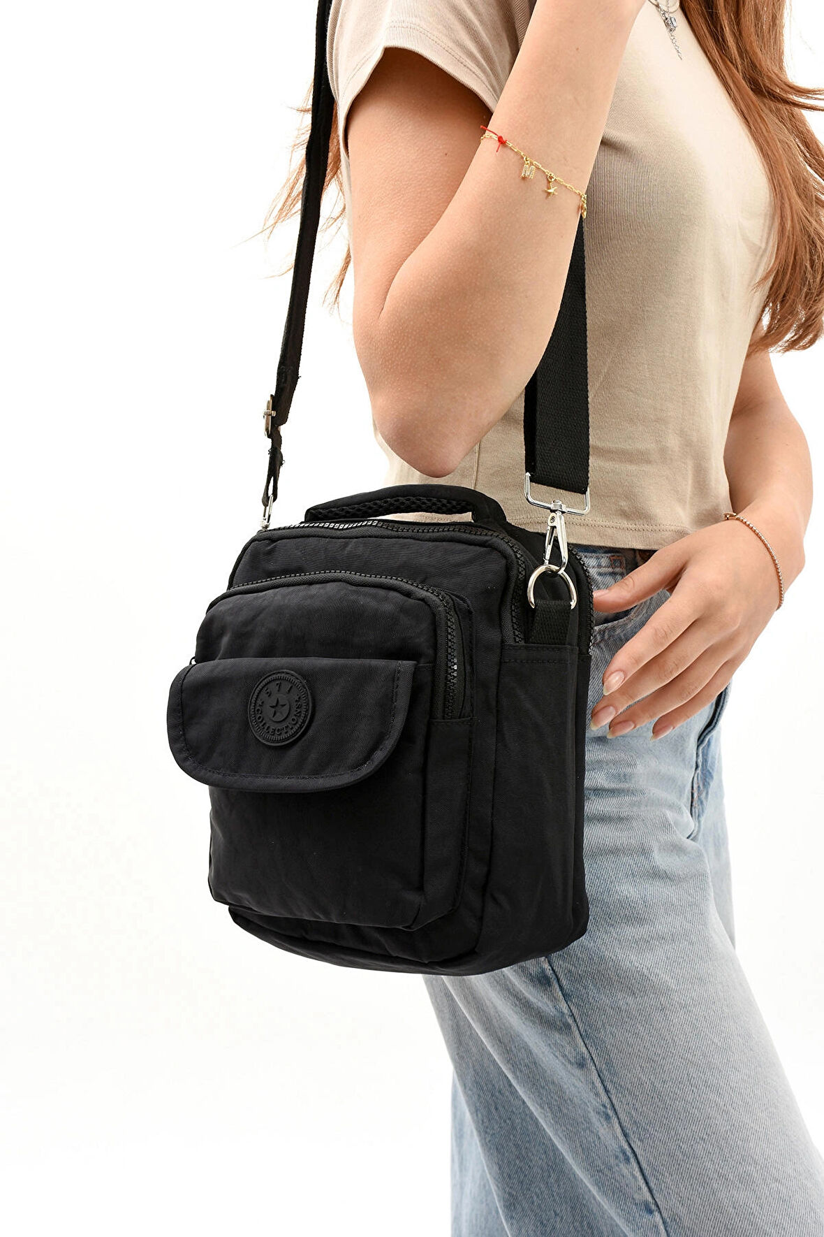 571 Collection Klinkır Kumaş Unisex Postacı Çanta Elde Tutma Çapraz Askılı Omuz Çantası 25*15 Cm