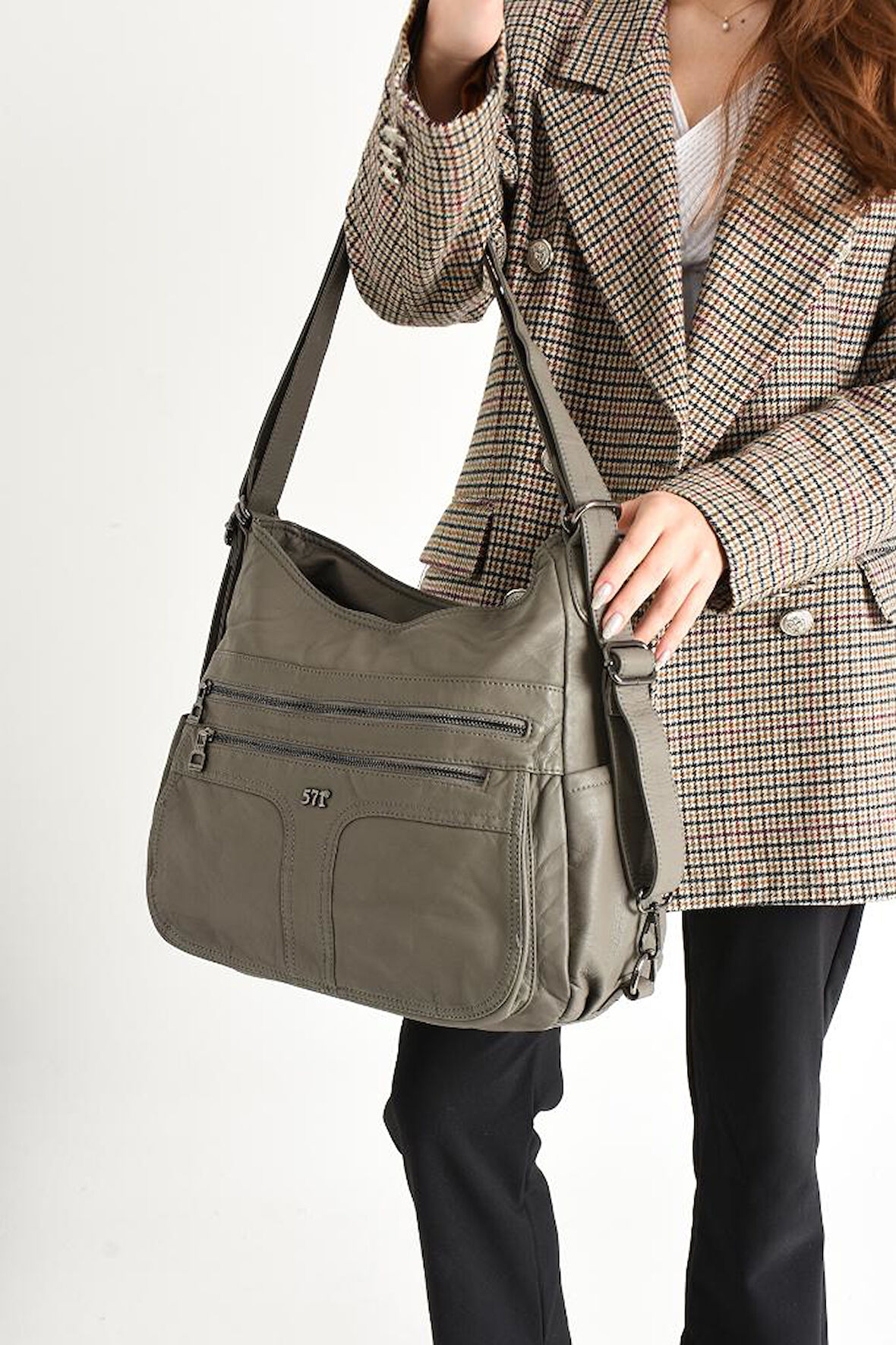 Yıkama Suni Deri Kadın Omuz Sırt Çantası Fonksiyonel Kullanım Kadın Çanta 25*35 Cm Postacı Çanta