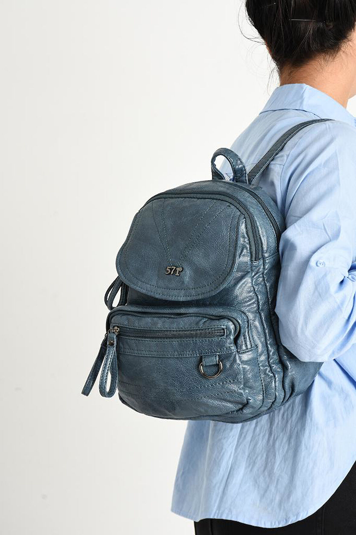 Y.S.Deri Mini Boy Kadın Sırt Çantası Vegan Deri Bayan Sırt Çantası 27*20 Cm Yumuşak Doku Çok Cepli