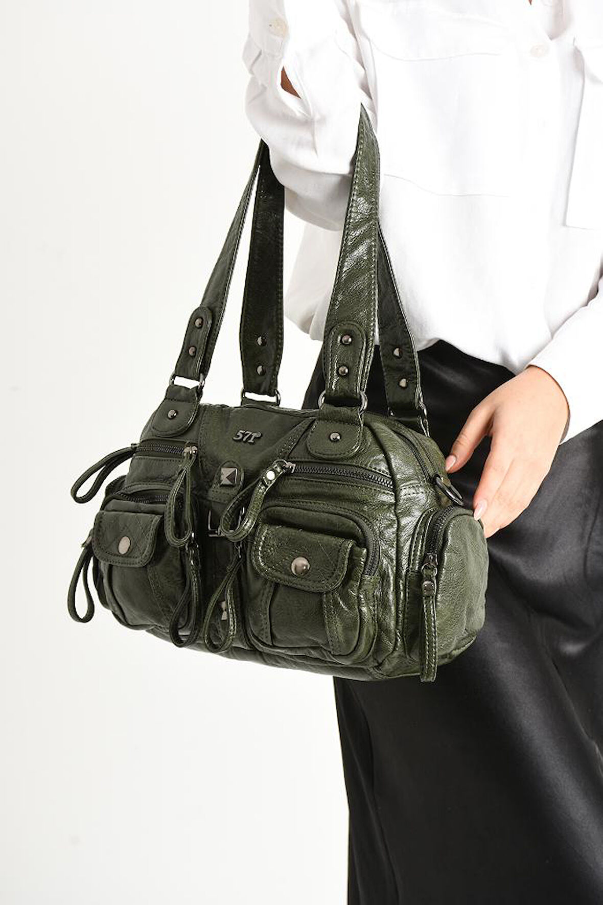 Y.S.Deri Kadın Omuz Çantası Vegan Deri Çok Cepli Çapraz Askılı Kadın Çantası 30*20 Cm 