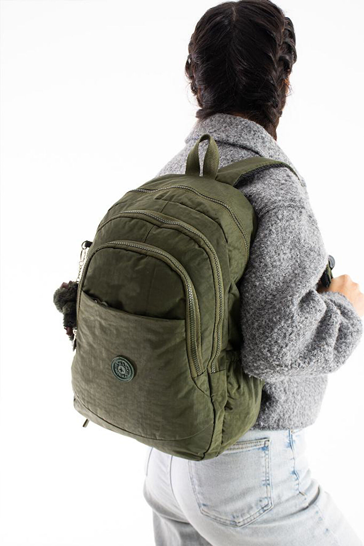 Klinkır Kadın Sırt Çantası Günlük Kullanıma Uygun Çok Cepli Okul Çantası Spor Çantası Yağmur Geçirmez Hafif Kumaş