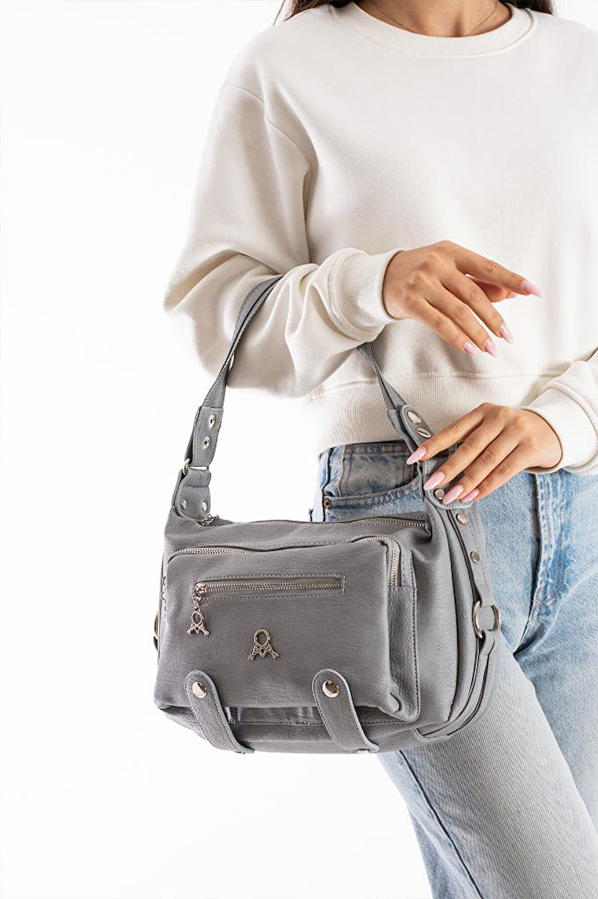 Kadın Postacı Çanta Çapraz Askılı Vegan Deri Omuz Çantası 32*22 Cm Suni Deri Mega Bag