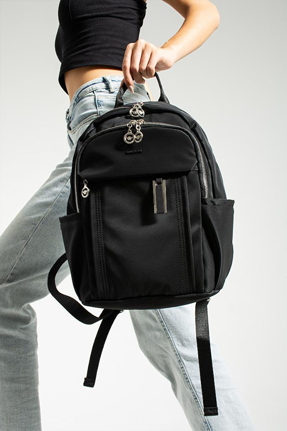 Saten Kumaş Kadın Sırt Çantası 38*28 Cm Yağmur İtici Kumaş Mega Bag Günlük Kullanıma Uygun