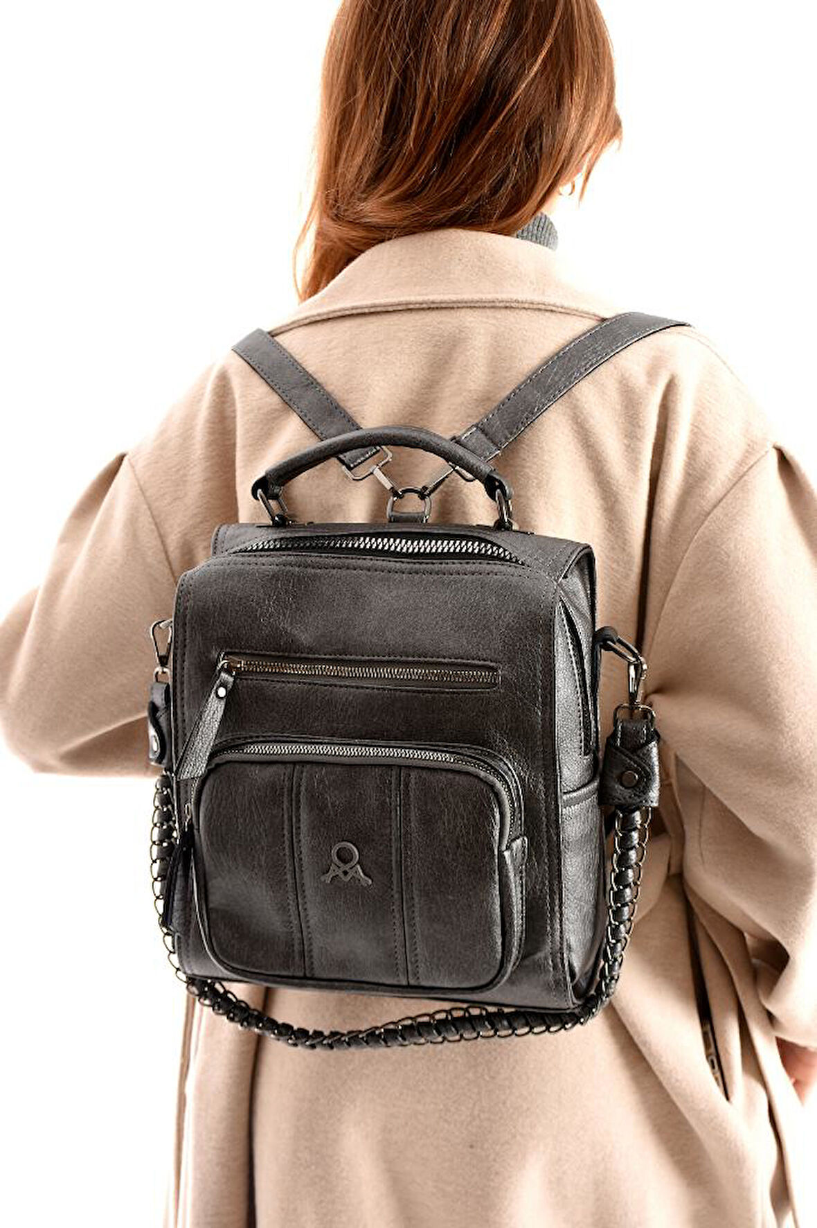 Suni Deri Kadın Omuz Çantası 27*27 Cm Fonksiyonel Kullanım İster Omuz İster Sırt Mega Çanta