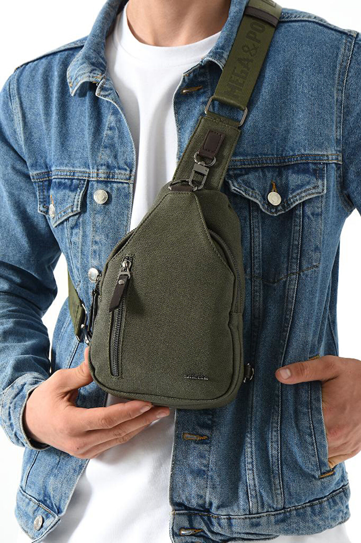Erkek Bady Bag Göğüs Çantası Kanvas Kumaş Sırt Çantası 27*17 Cm Günlük Omuz Çantası 