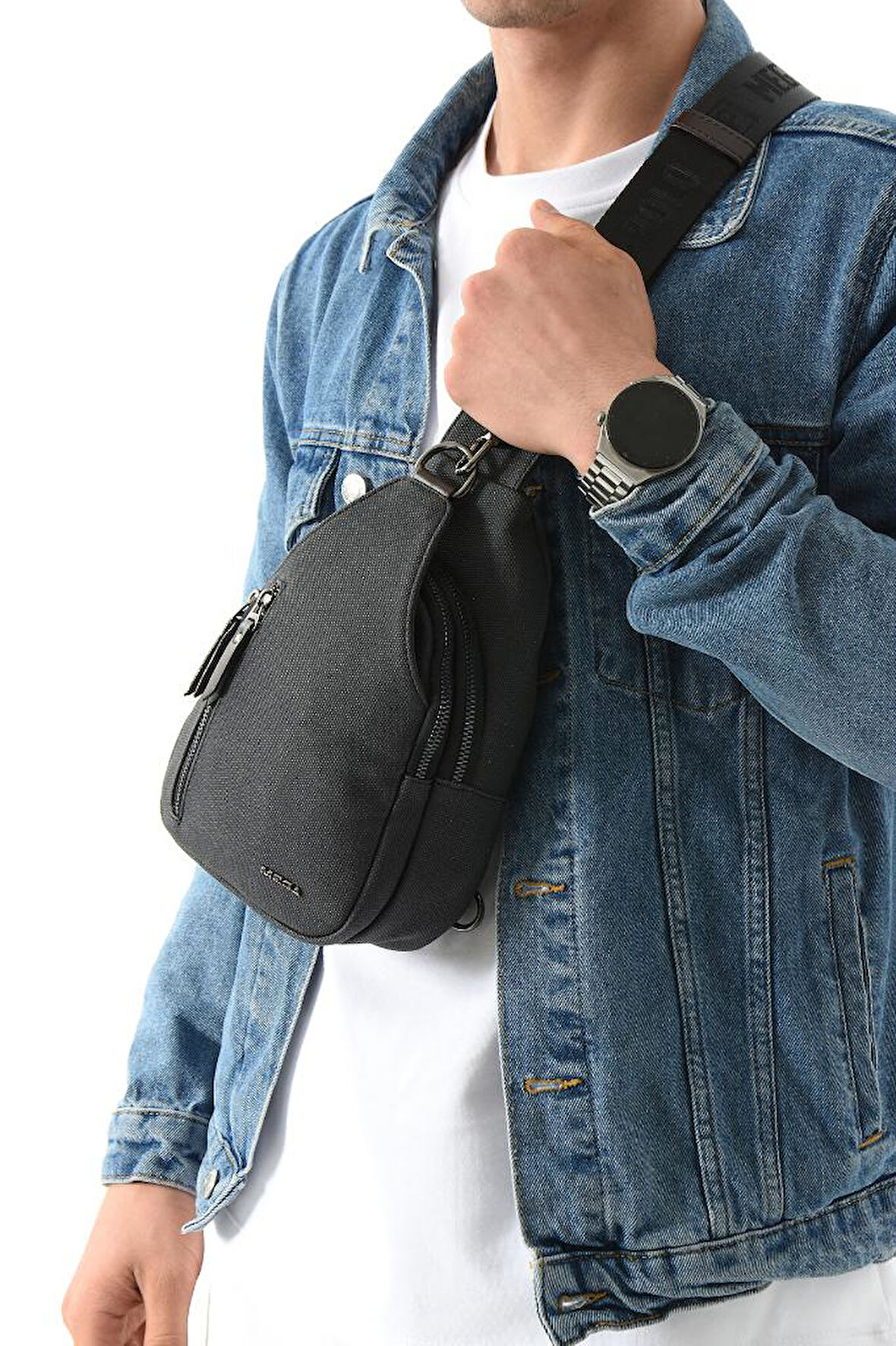 Erkek Bady Bag Göğüs Çantası Kanvas Kumaş Sırt Çantası 27*17 Cm Günlük Omuz Çantası 