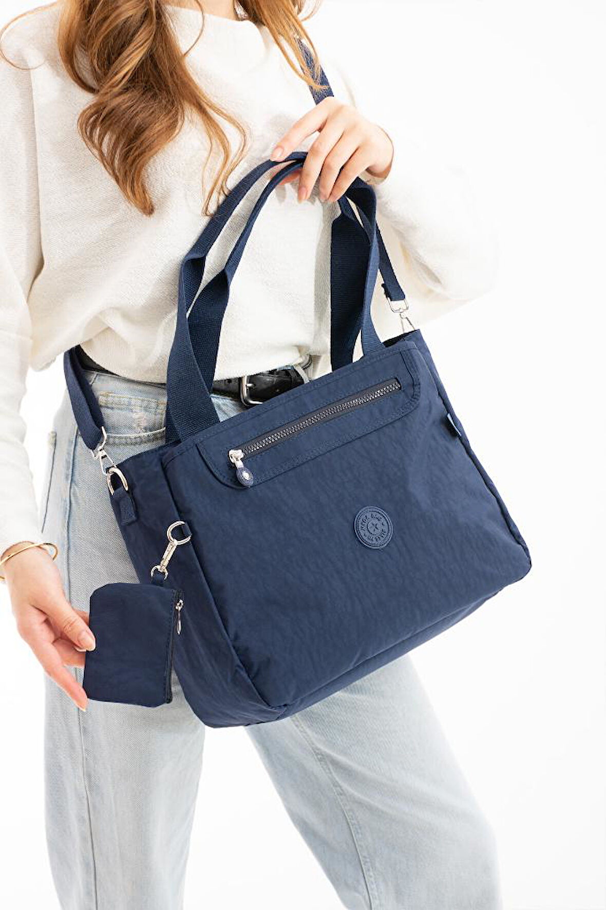 Kadın Omuz Çantası 33*28 Cm Çapraz Askılı Postacı Çanta Klinkır Hafif Su İtici Kumaş Kol Çantası