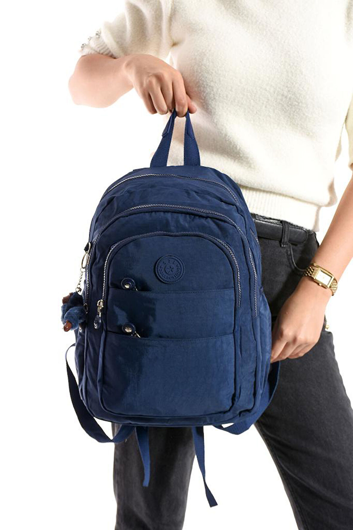 Kadın Sırt Çantası Çok Cepli 30*25 Cm Hafif Klinkır Kumaş Spor Seyahat Çantası Su İtici Kumaş