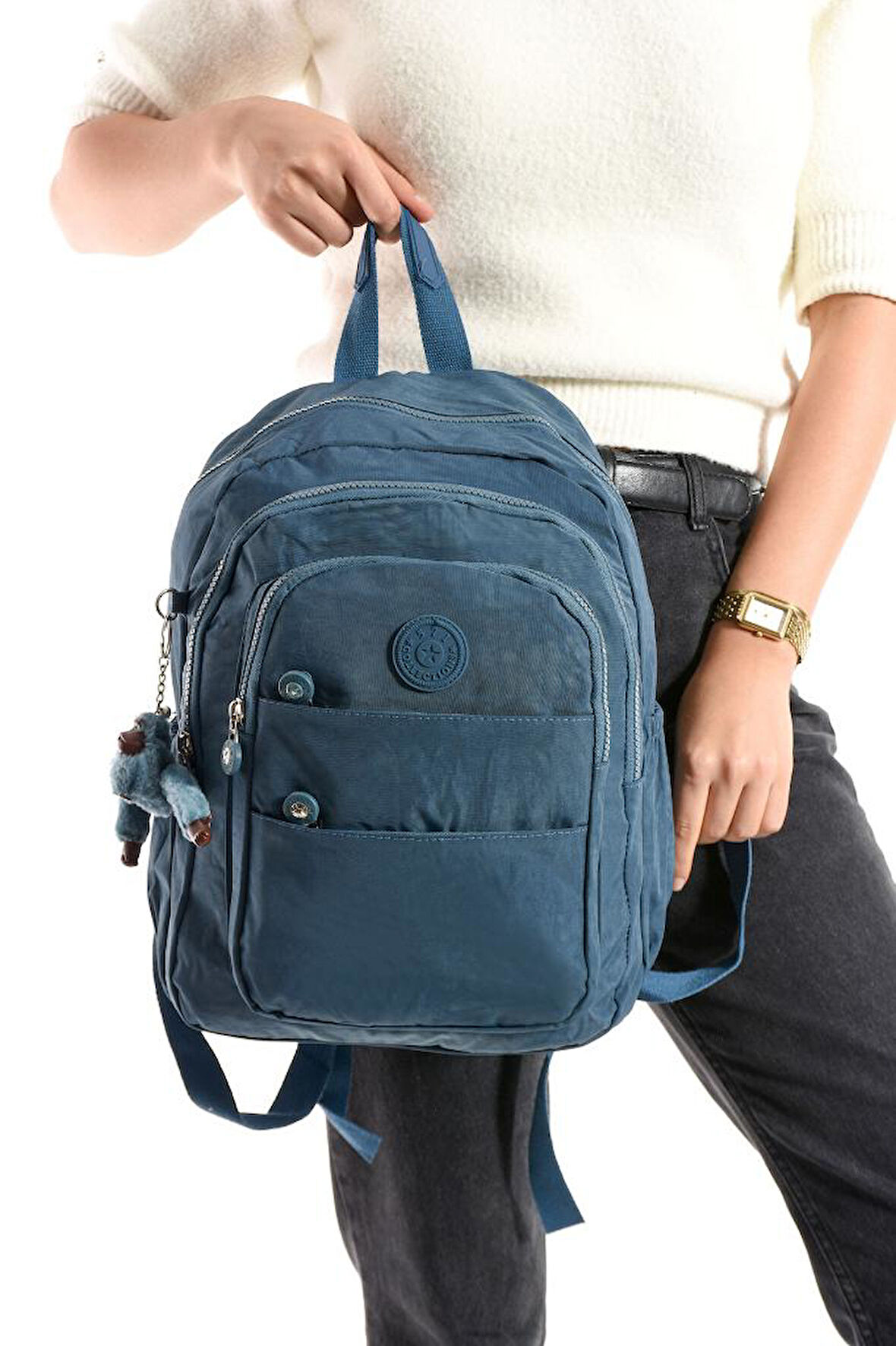Kadın Sırt Çantası Çok Cepli 30*25 Cm Hafif Klinkır Kumaş Spor Seyahat Çantası Su İtici Kumaş