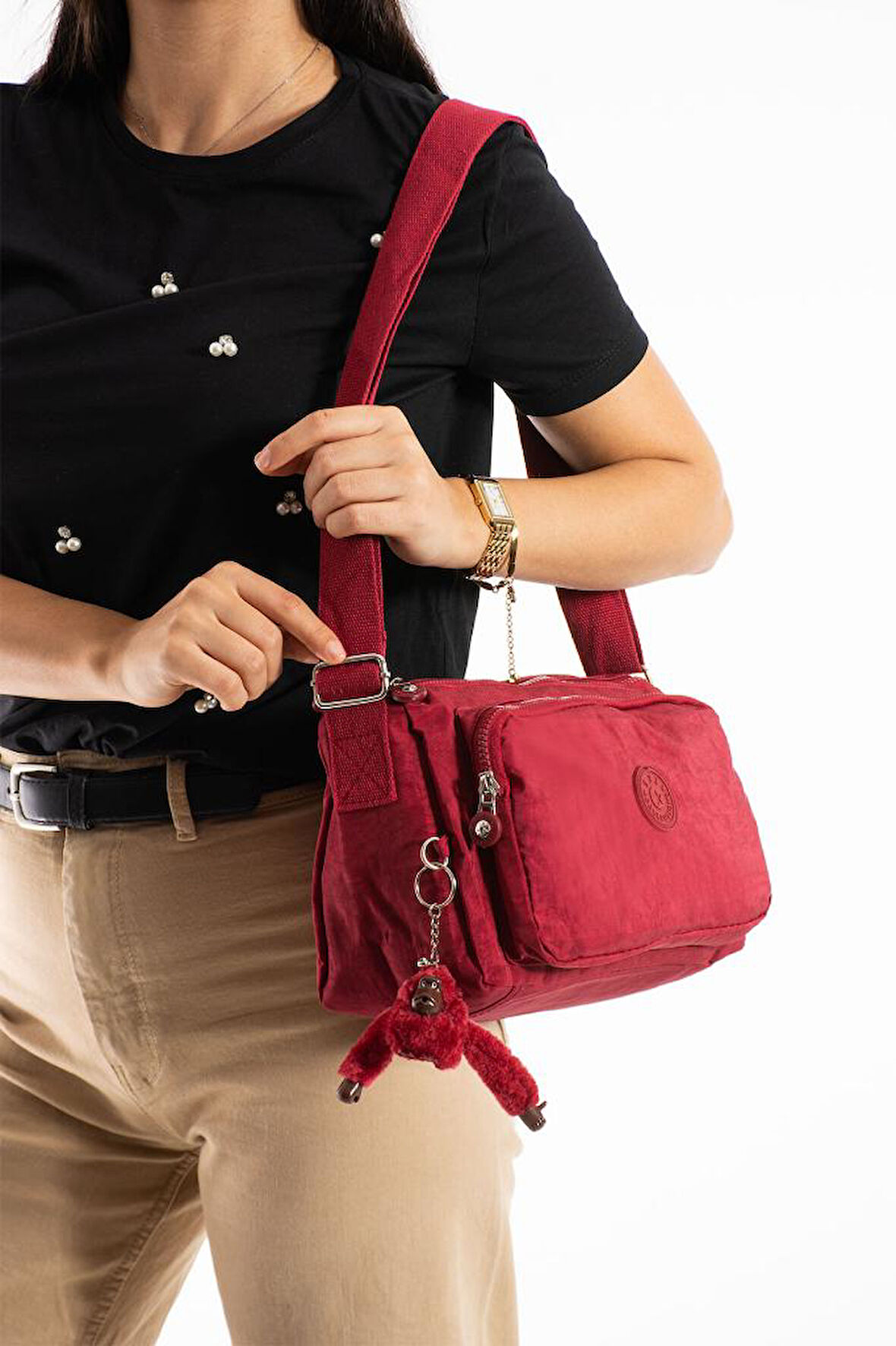 Kadın Postacı Çanta Hafif Klinkır Kumaş 25*18 Cm Çapraz Askılı Omuz Çantası Günlük Çanta 