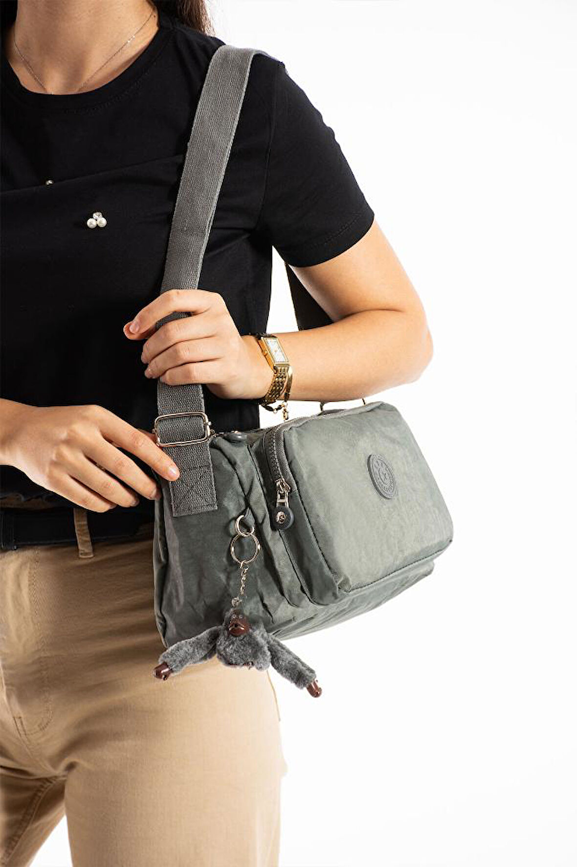 Kadın Postacı Çanta Hafif Klinkır Kumaş 25*18 Cm Çapraz Askılı Omuz Çantası Günlük Çanta 