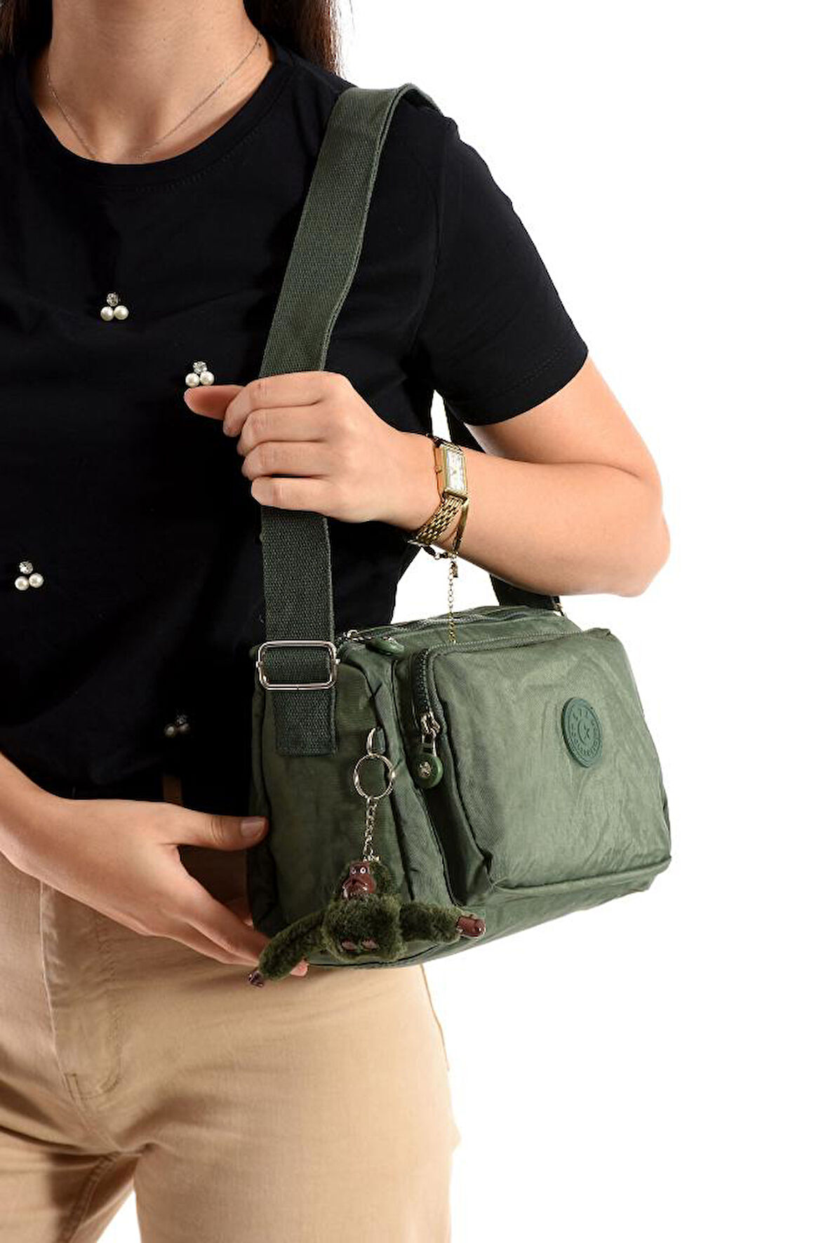 Kadın Postacı Çanta Hafif Klinkır Kumaş 25*18 Cm Çapraz Askılı Omuz Çantası Günlük Çanta 