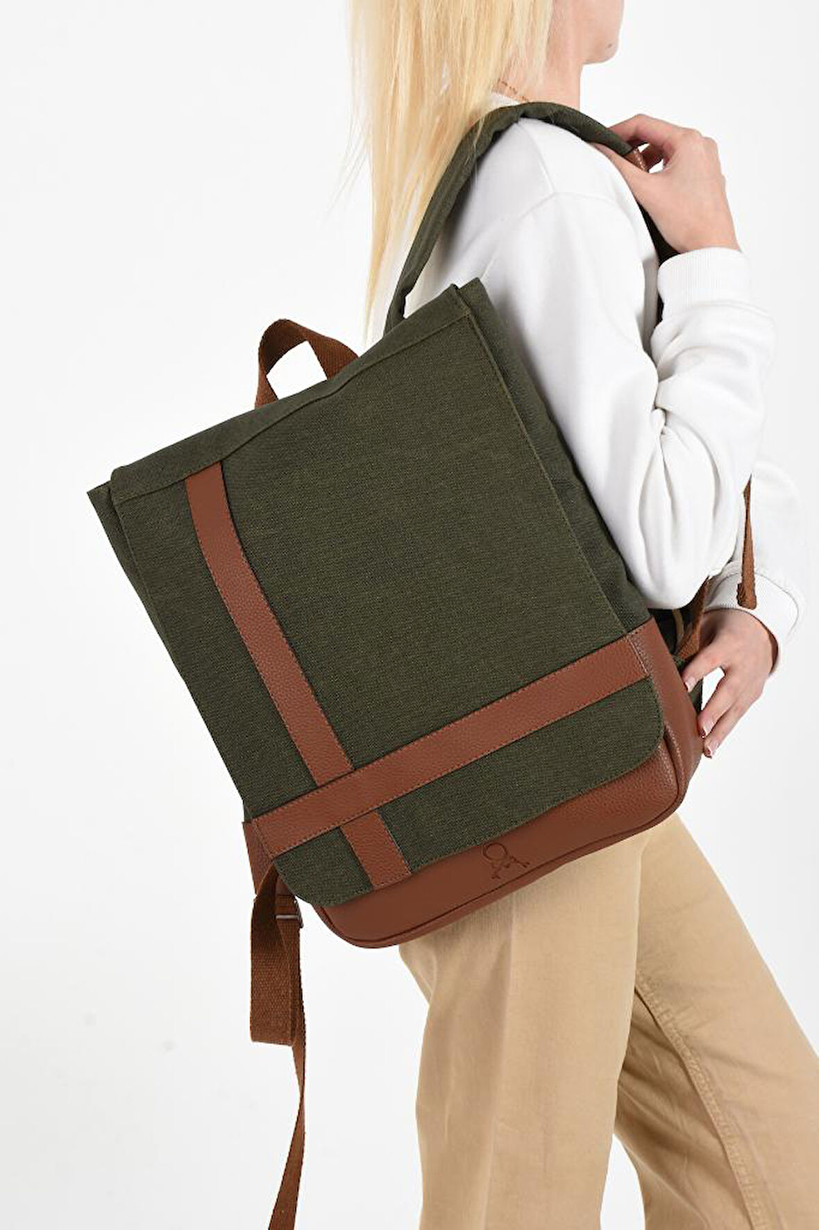 Kadın Sırt Çantası 35*22 Cm Kanvas Kumaş Laptop Bölmeli Business Sırt Çantası Okul Çantası Mega Bag