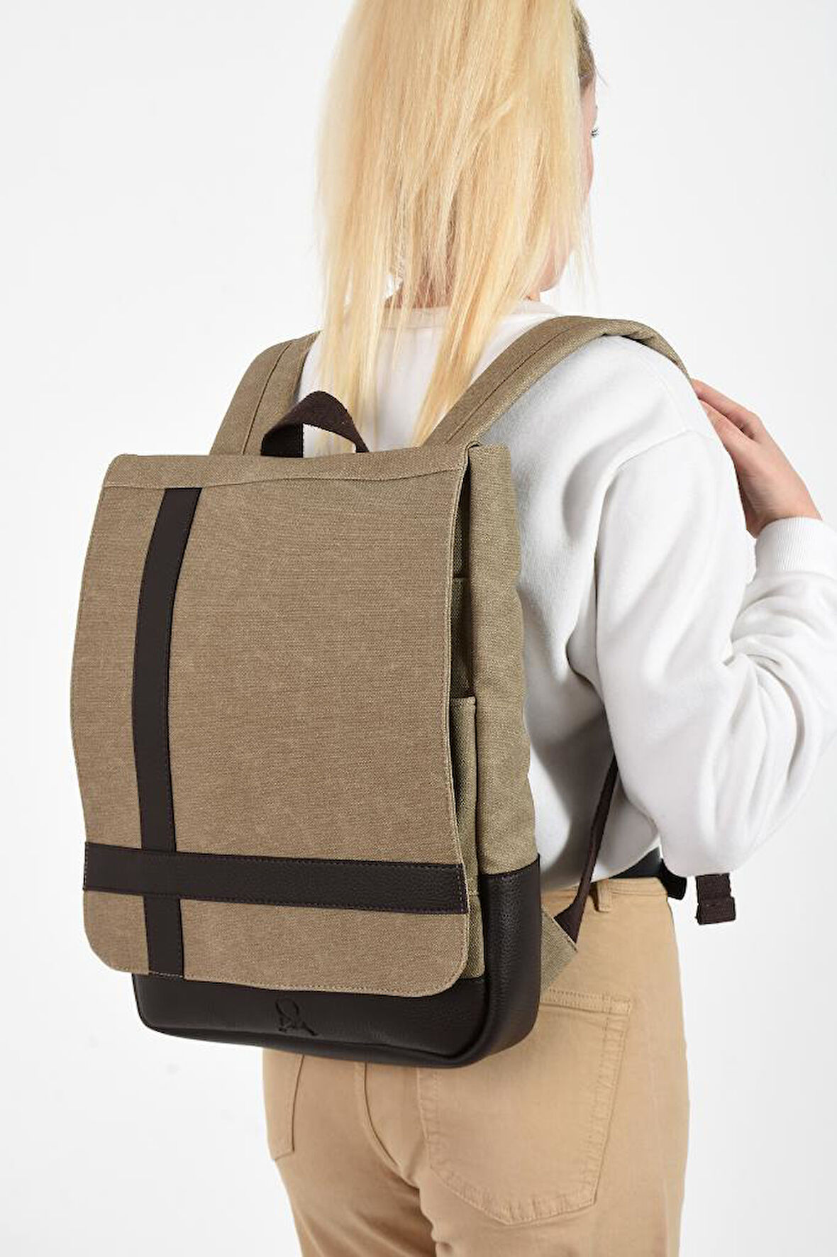 Kadın Sırt Çantası 35*22 Cm Kanvas Kumaş Laptop Bölmeli Business Sırt Çantası Okul Çantası Mega Bag
