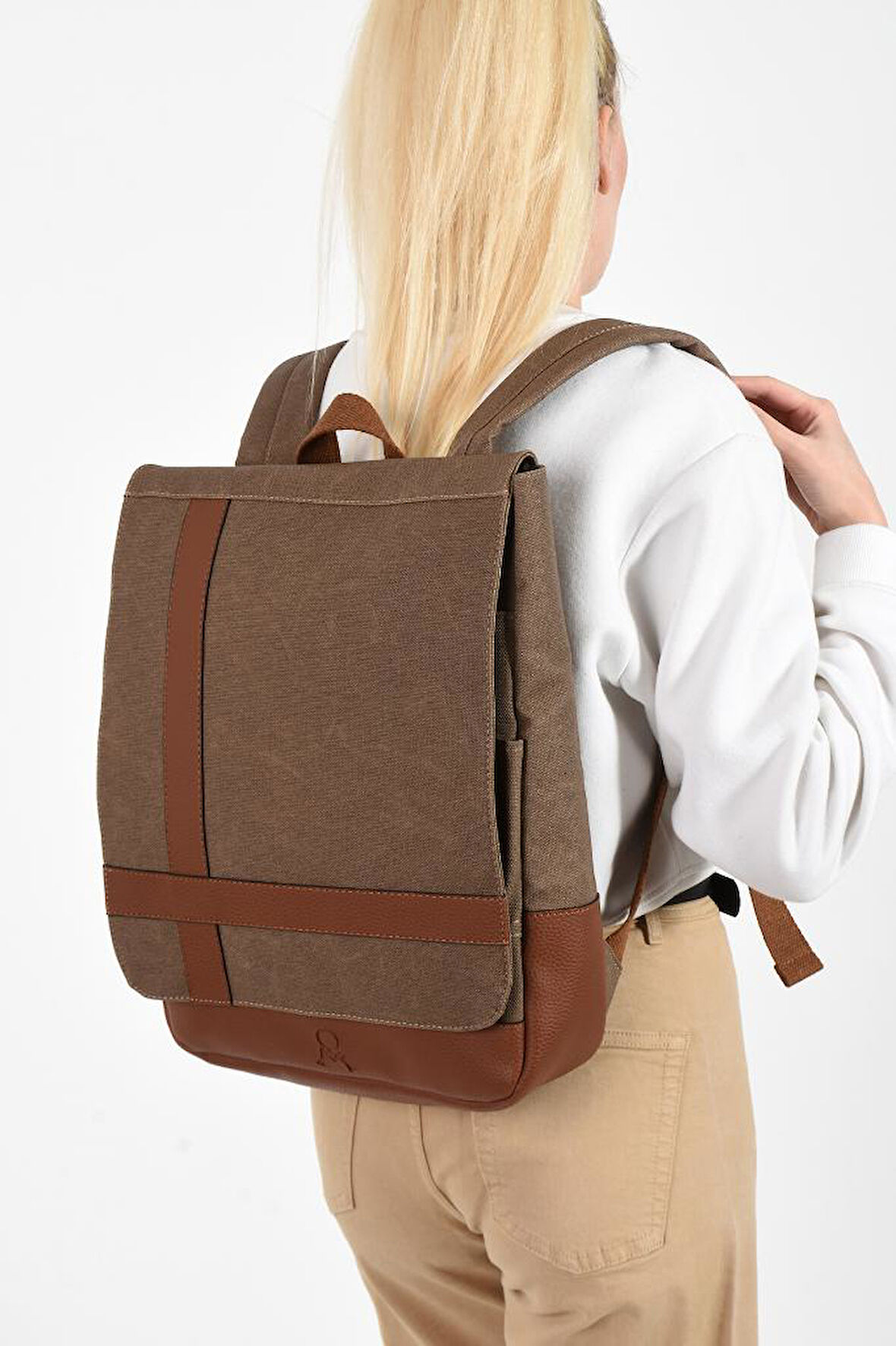 Kadın Sırt Çantası 35*22 Cm Kanvas Kumaş Laptop Bölmeli Business Sırt Çantası Okul Çantası Mega Bag