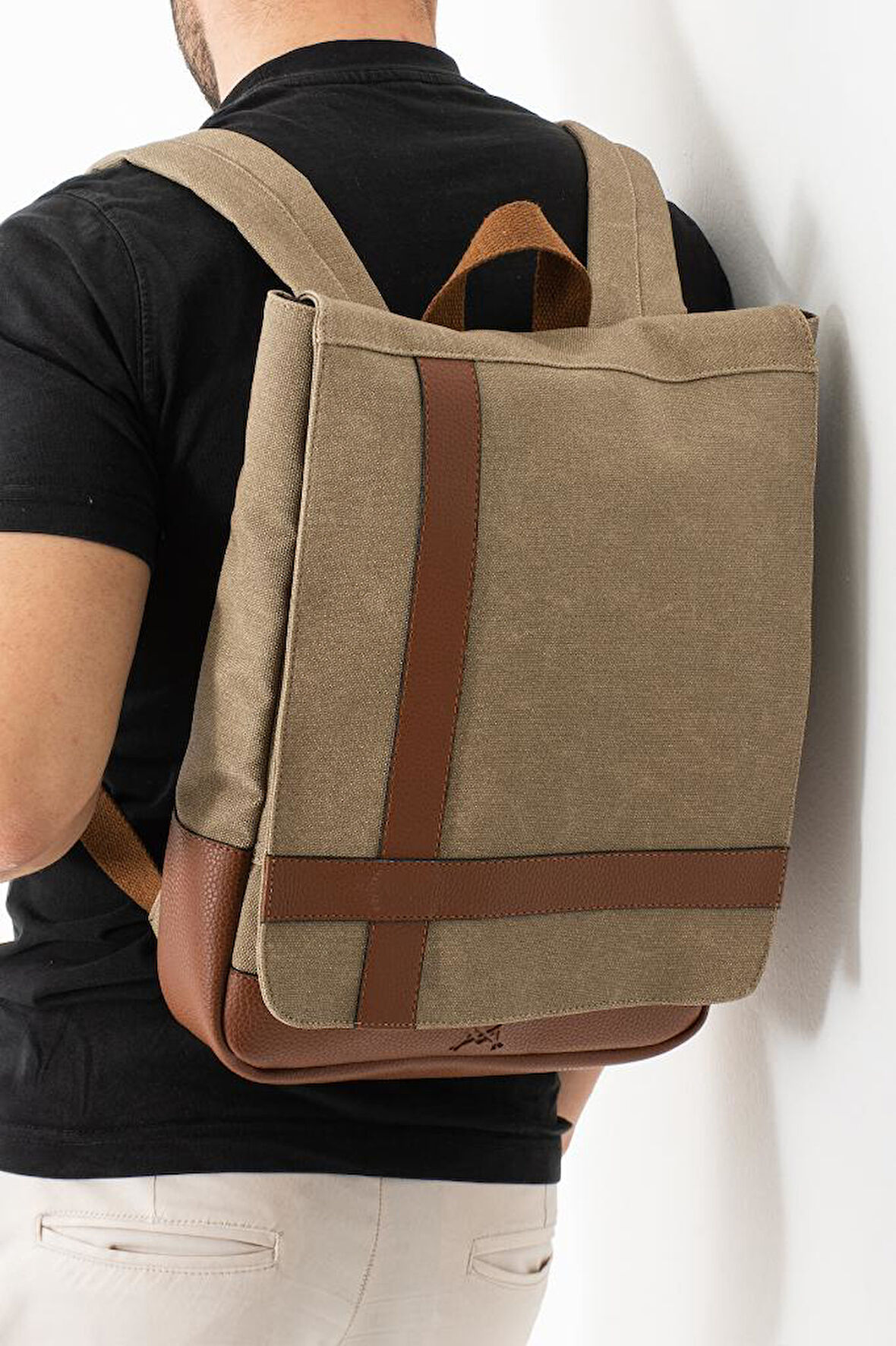 Erkek Sırt Çantası 35*22 Cm Kanvas Kumaş Laptop Bölmeli Business Sırt Çantası Okul Çantası Mega Bag