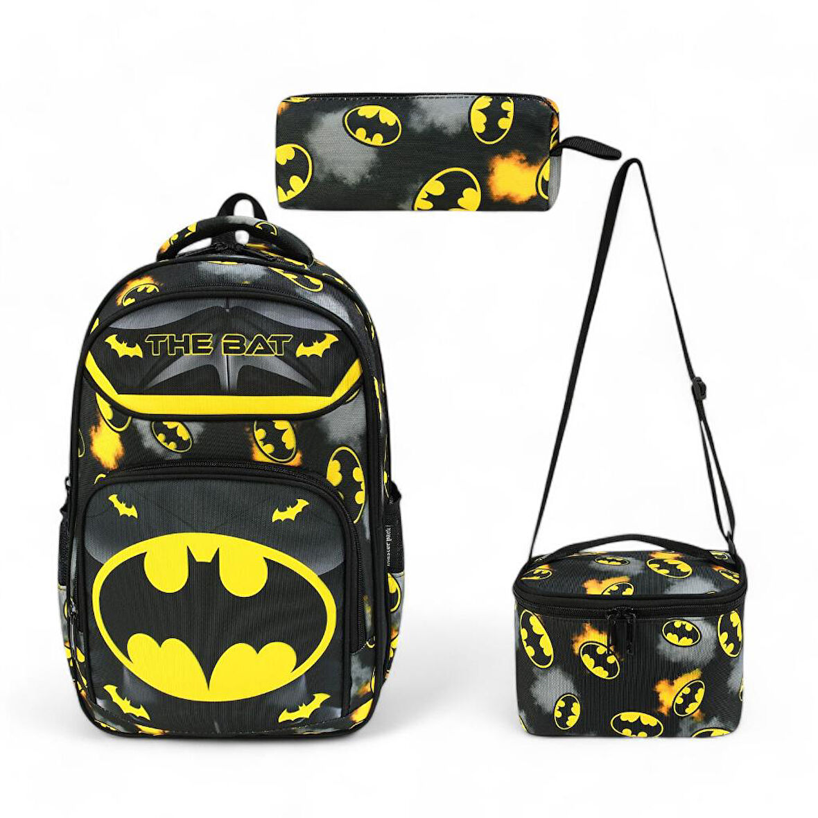 İlkokul Çantası 2'li Takım >Termoslu Beslenme Çantası 42*30 Cm Erkek İlköğretim Çantası 