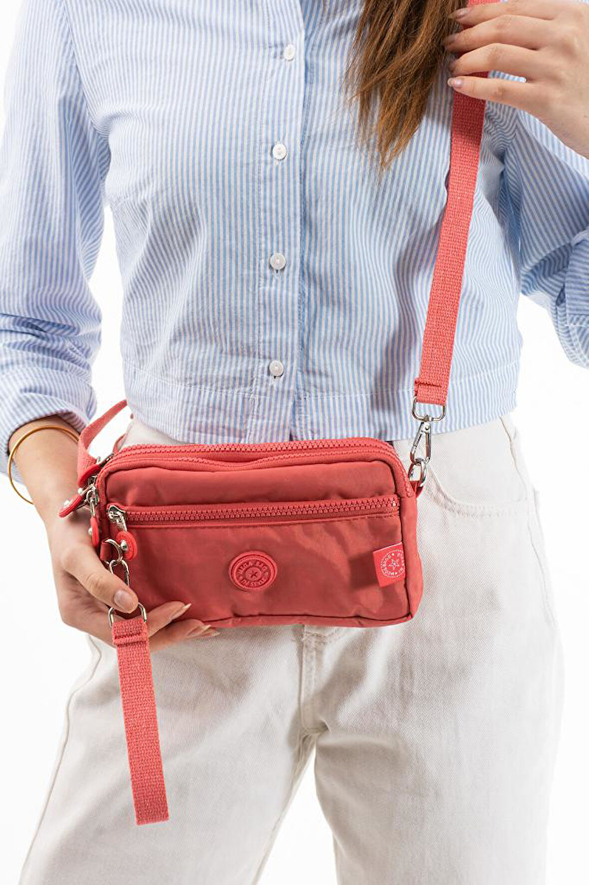 Klinkır Kumaş Mini Çapraz Askılı Kadın Çanta Yağmur Geçirmez El Askılı Çanta 20*10 Cm Mega Bag