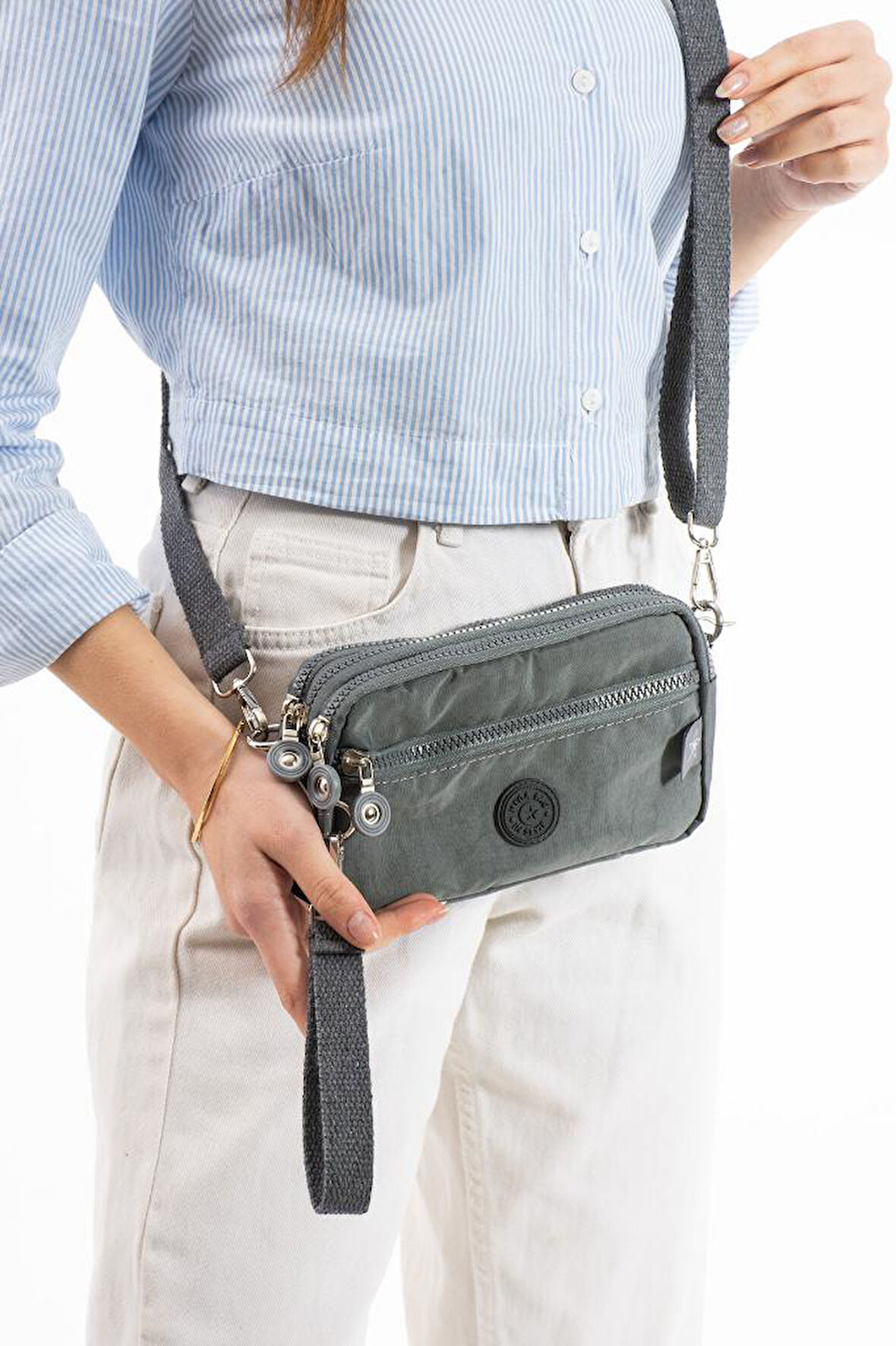 Klinkır Kumaş Mini Çapraz Askılı Kadın Çanta Yağmur Geçirmez El Askılı Çanta 20*10 Cm Mega Bag